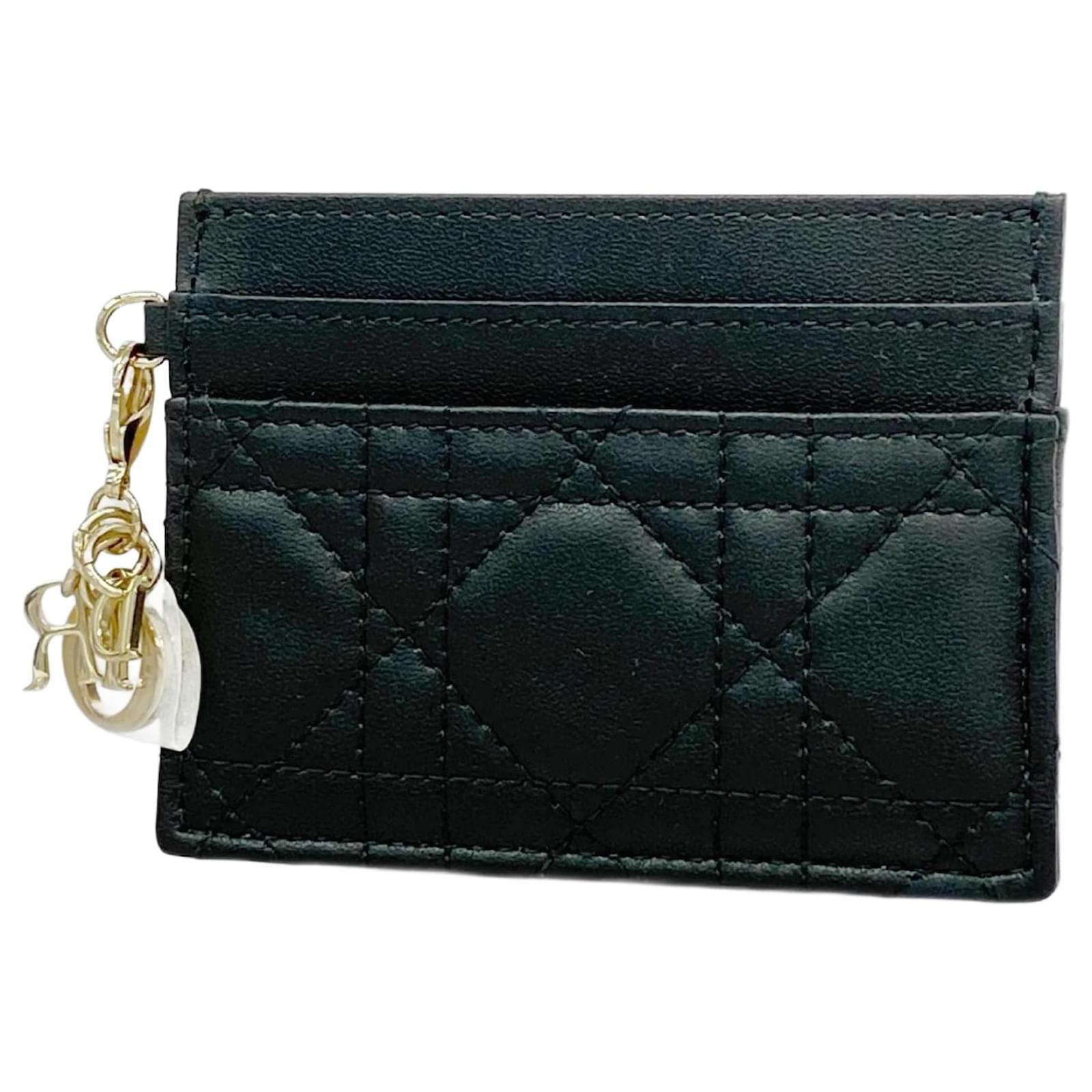 Porte-cartes en cuir noir Christian Dior Joli Closet