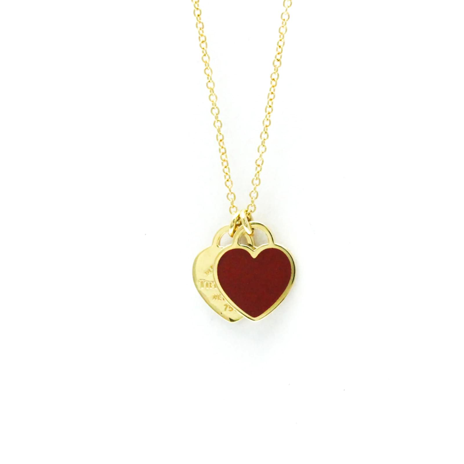 Tiffany Red Heart Necklace Gold Tiffany Co 18k Yellow Gold Red