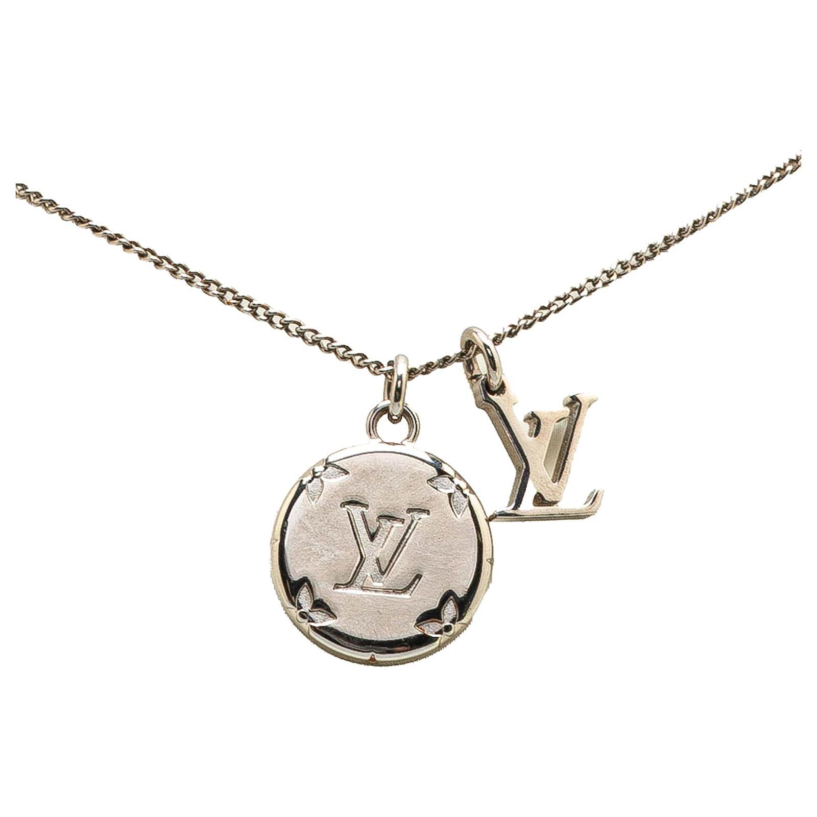 Louis Vuitton Silver Silver Plated Monogram Charms Necklace