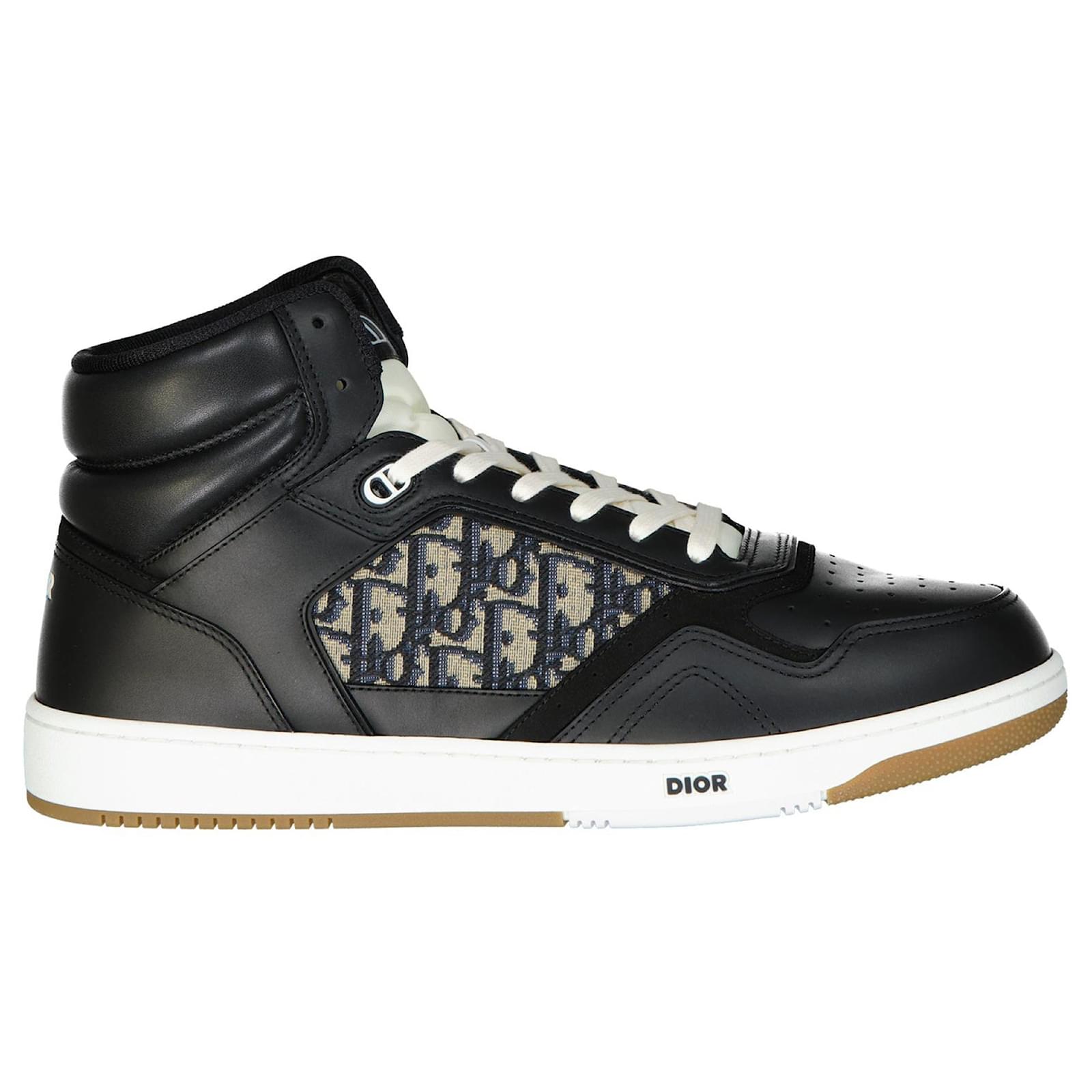 Dior High-Top Oblique Sneakers Schwarz Leder Kalbähnliches Kalb