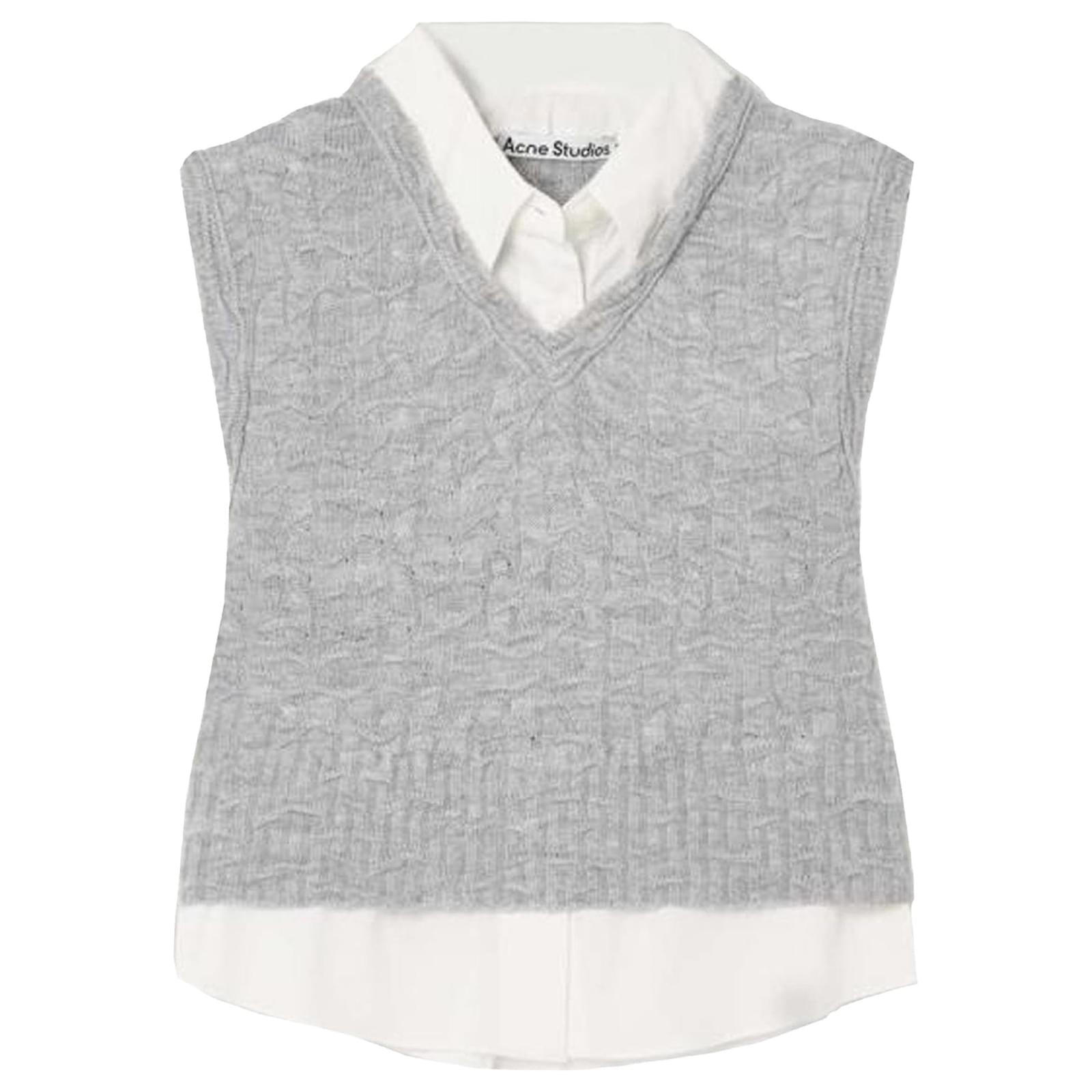 Acne Studios Layered-V-Neck Vest Grey Acrylic ref.JC2314263 (Sold