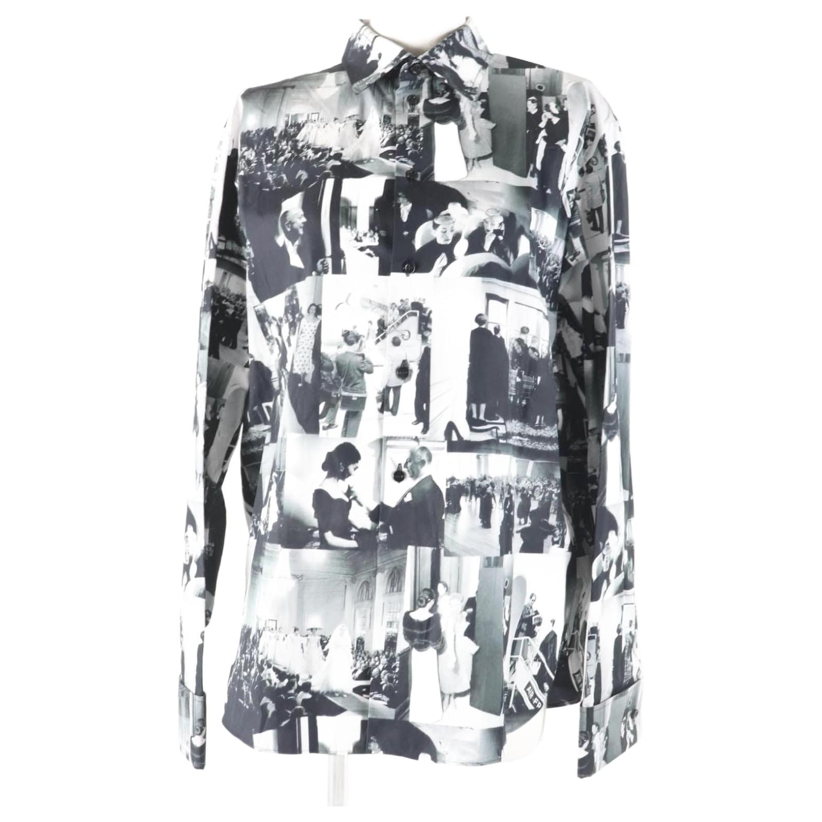 Chemise à manches longues en patchwork de coton Dior noire ref