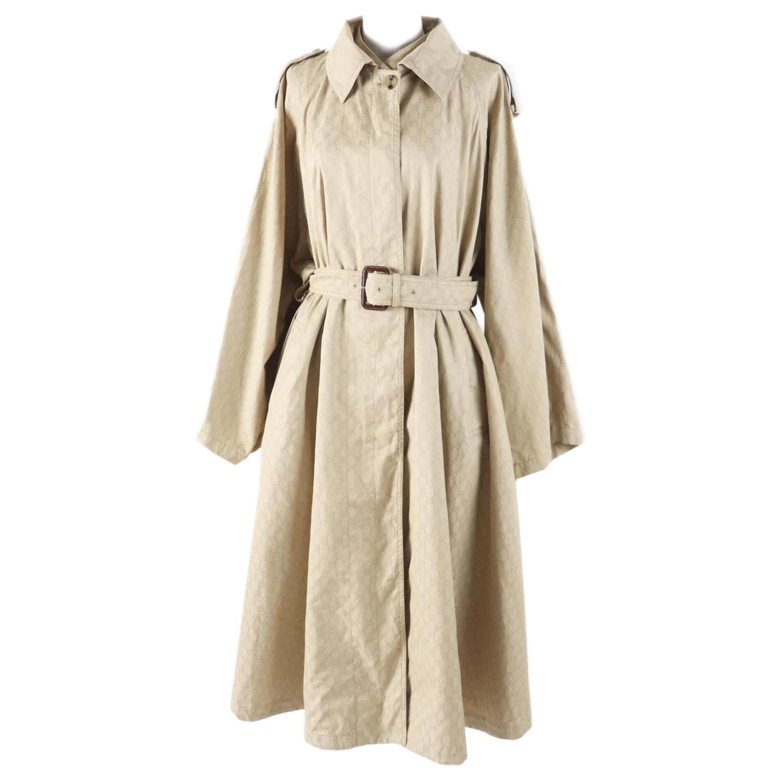 GUCCI Women's Trench Coat, Cotton Nylon, Beige Rayon ref.JC2315735
