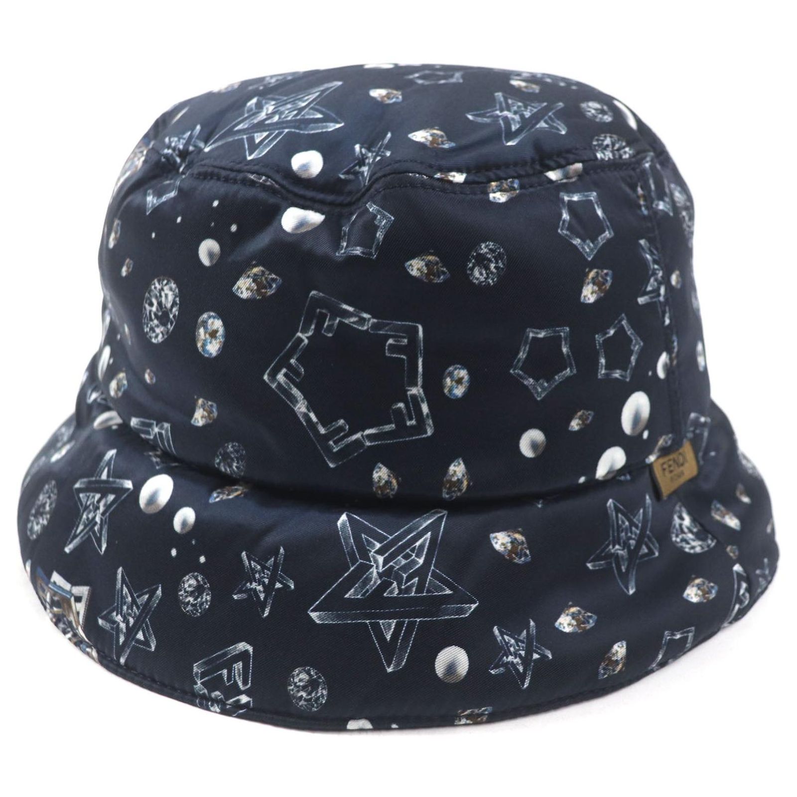 Fendi Nylon FF Logo Reversible Bucket Hat Blue Navy blue 