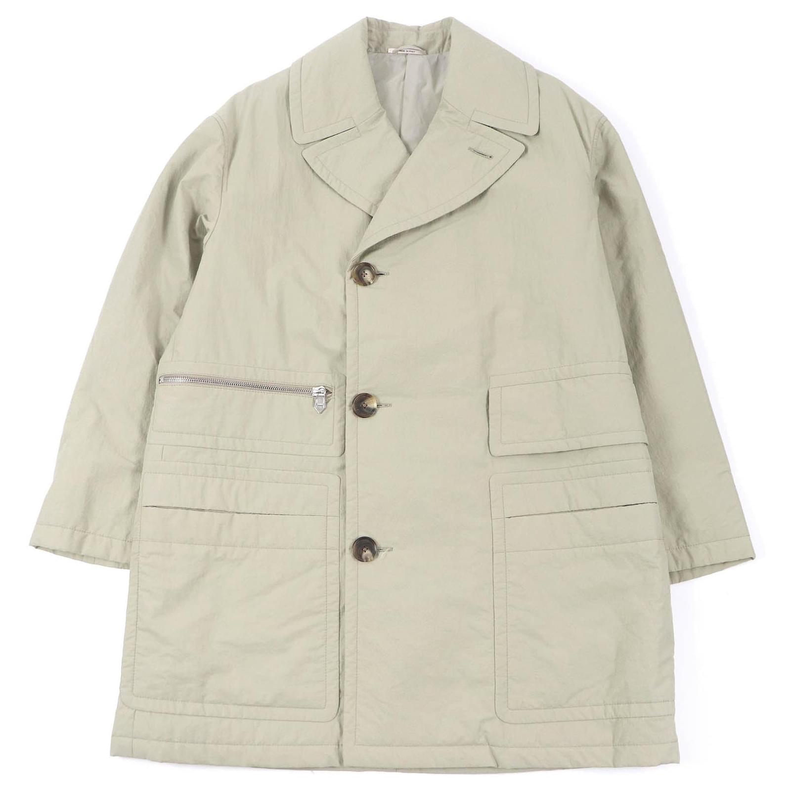 Manteau Chesterfield rembourré avec logo H d'Hermès Toile Vert