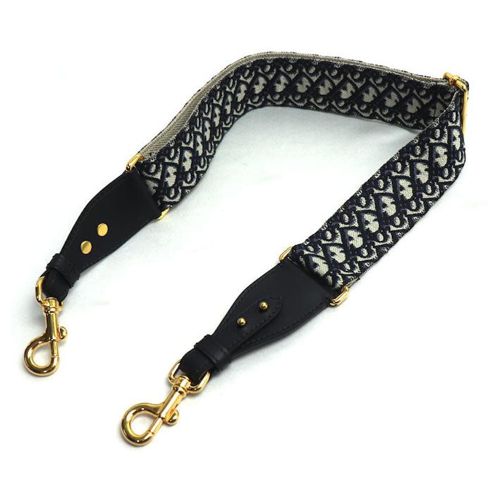 Dior Oblique Embroidery Shoulder Strap Blue Navy blue Cloth ref