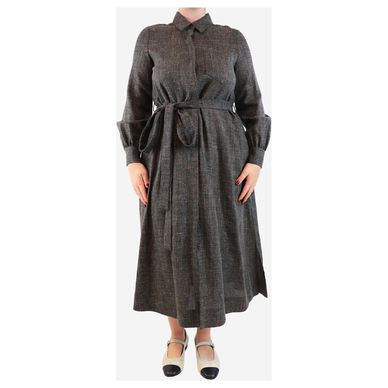 Marc by Marc Jacobs Abito midi in misto lana grigio con cintura