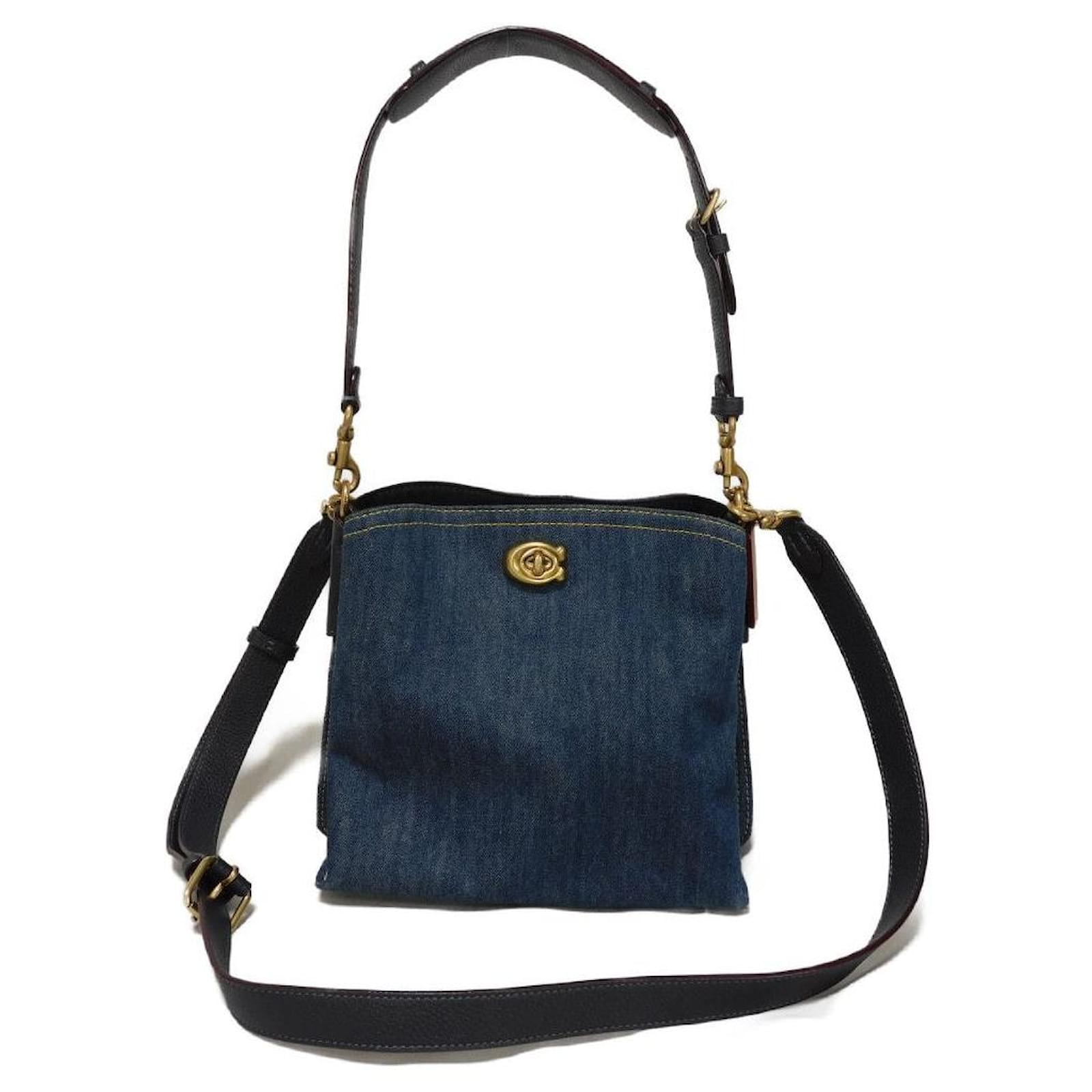 Borsa a secchiello in denim Coach Willow in Blu Giovanni ref