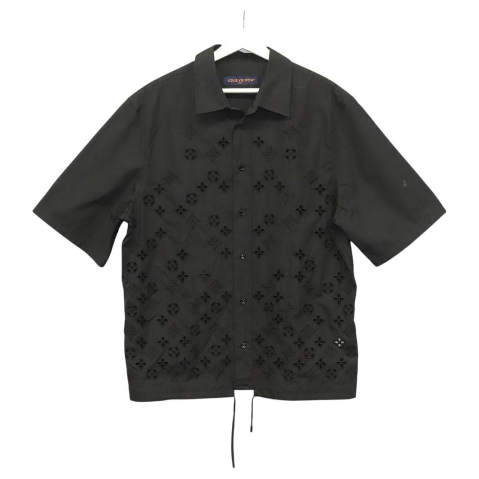 LOUIS VUITTON Flower Embroidered Short Sleeve Shirt Cotton 1AGTPM