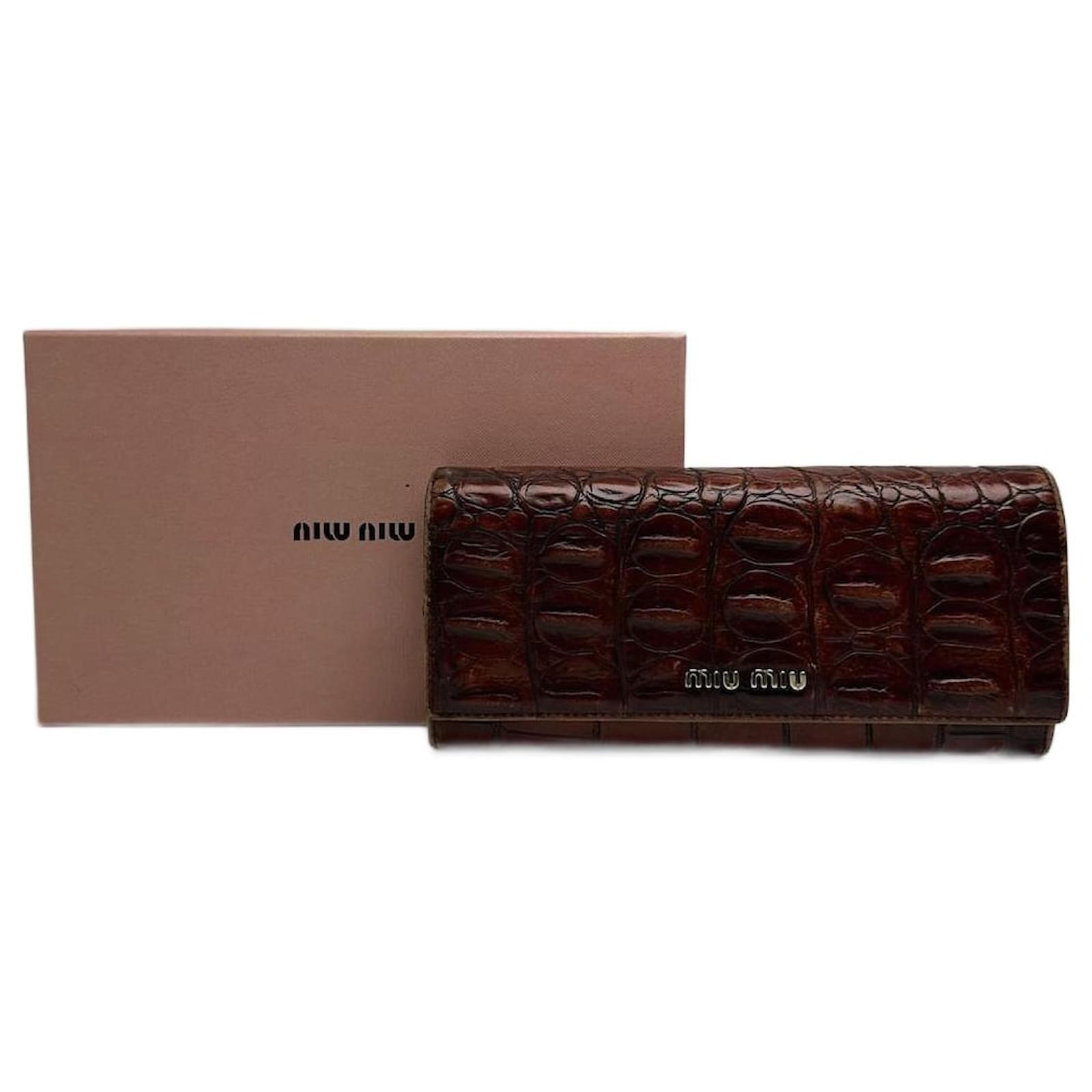 miumiu クロコ 手帳 24 MIU MIU クロコダイル風手帳 ブラウン 【公式通販】