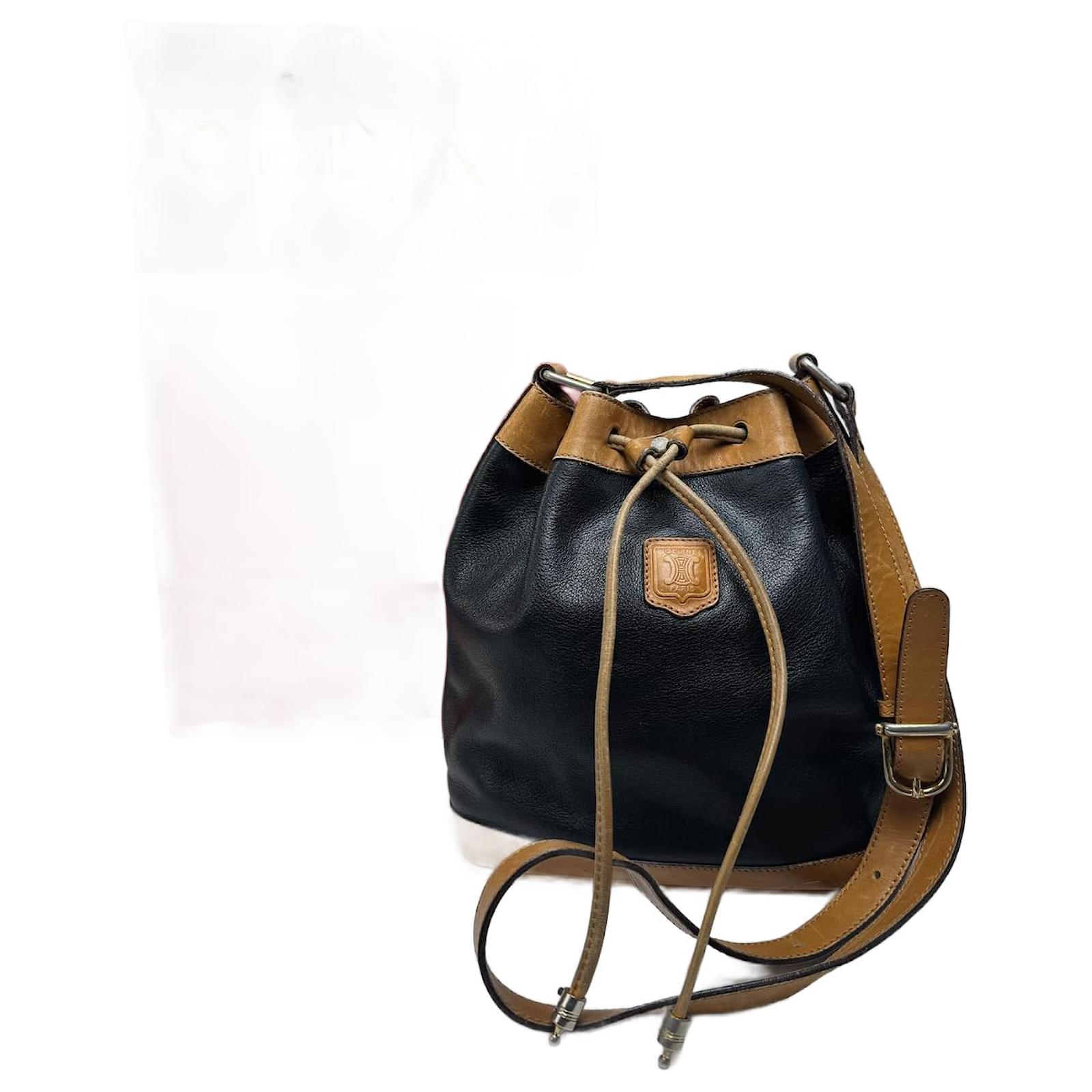 Céline Vintage Celine Sac Seau Bag Black brown Leather