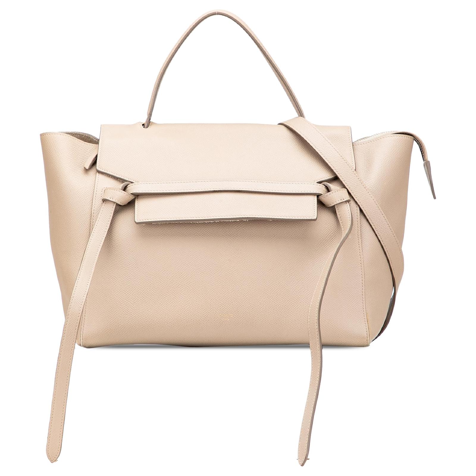 Céline Celine Brown Mini Grained Calfskin Belt Bag Beige Leather