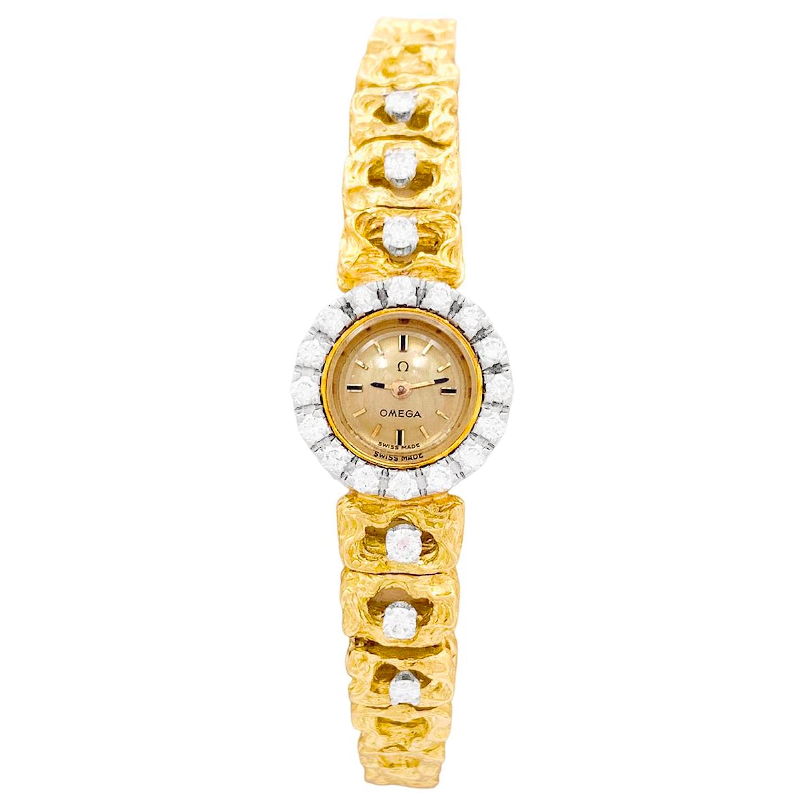 Vintage Omega Damenuhr, zwei Goldtöne, Weißgold Gelbes