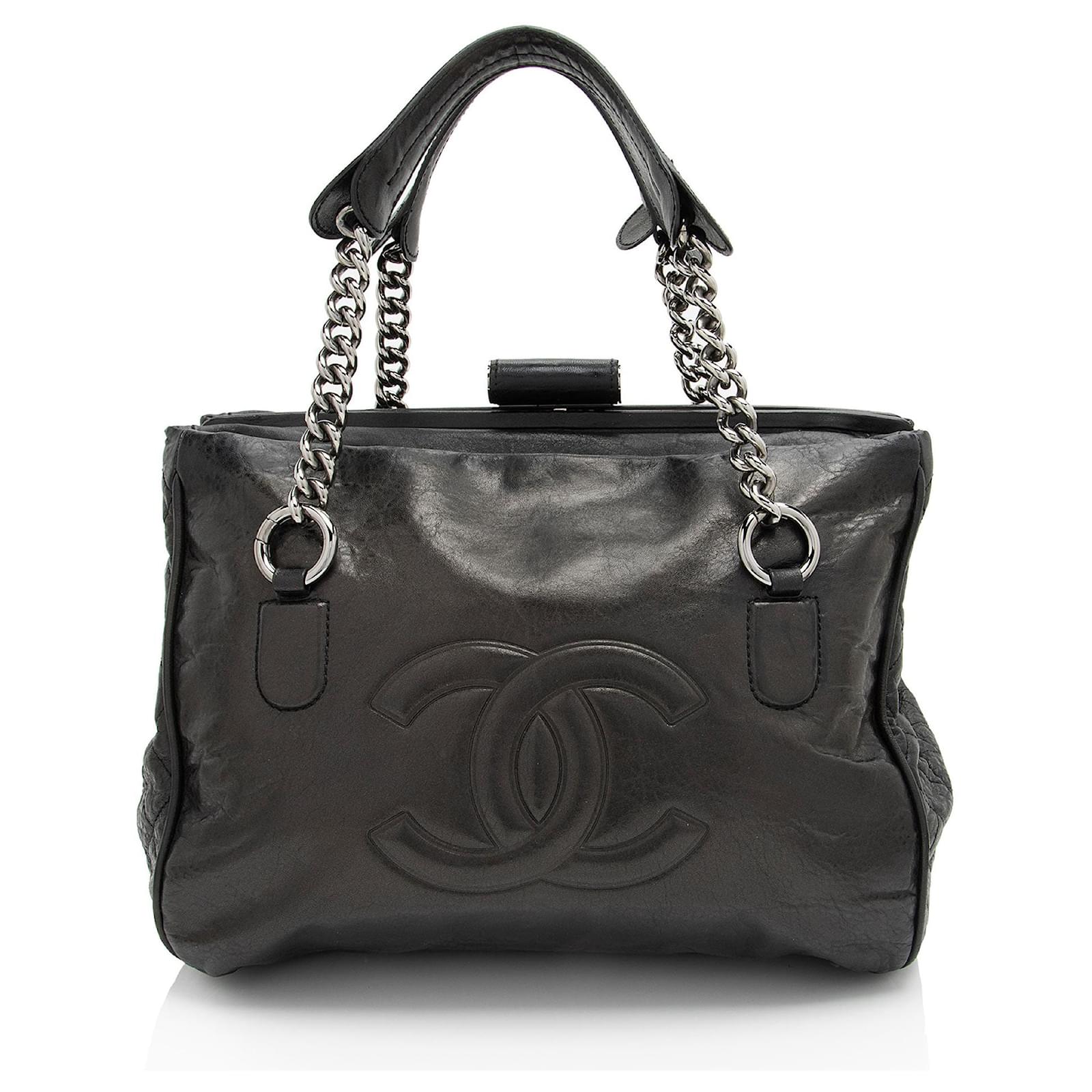 Gabrielle Chanel Calfskin Perfect Day Grand Shopping Tote Black
