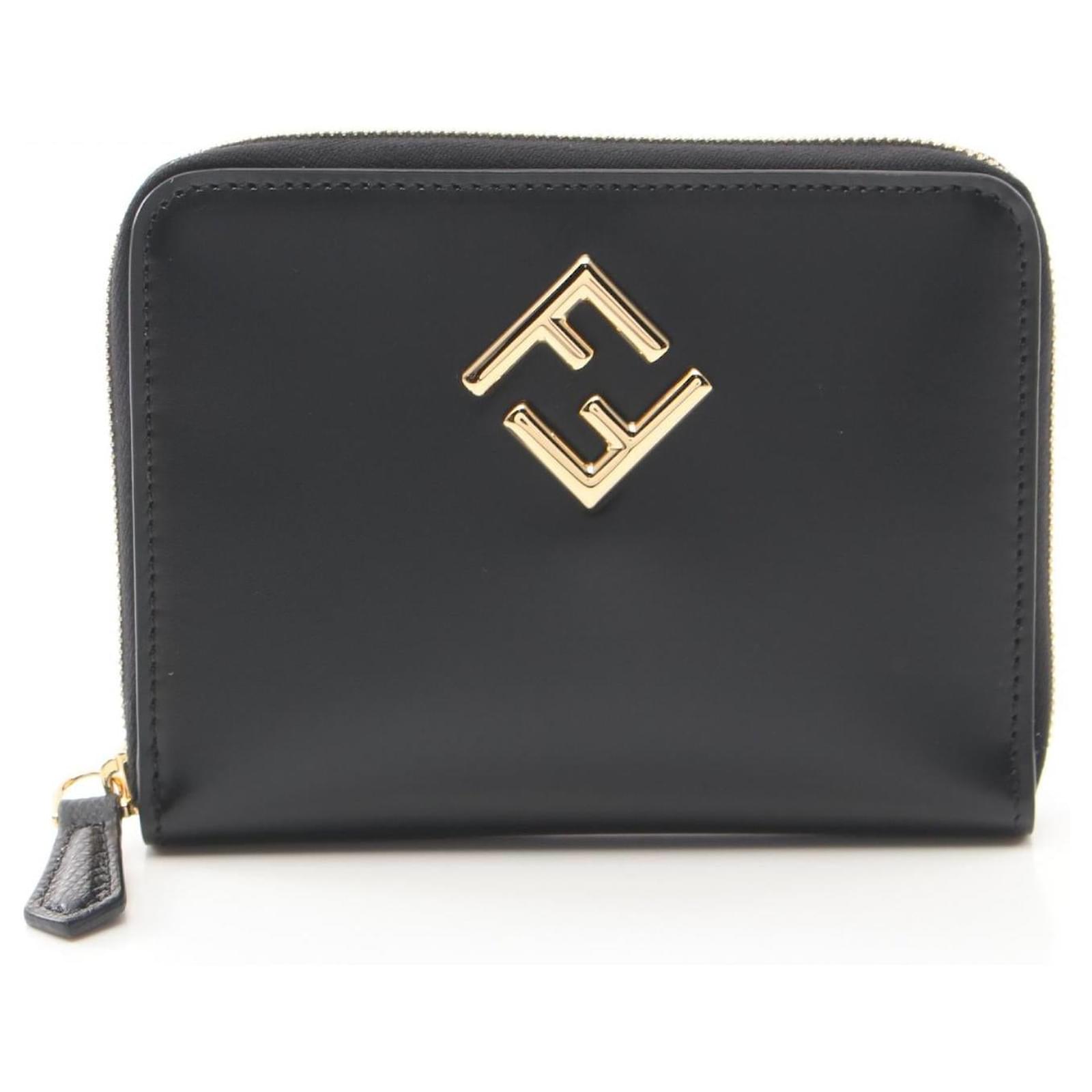Fendi FF Diamond Leather Wallet Black ref.2326549 - Joli Closet