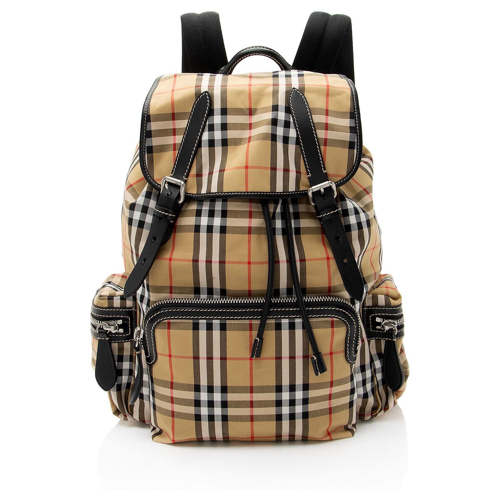 Vintage Burberry Pure Leather Backpack Brown Burberry // Brown Haymarket Check Leather Backpack – VSP  main image 3