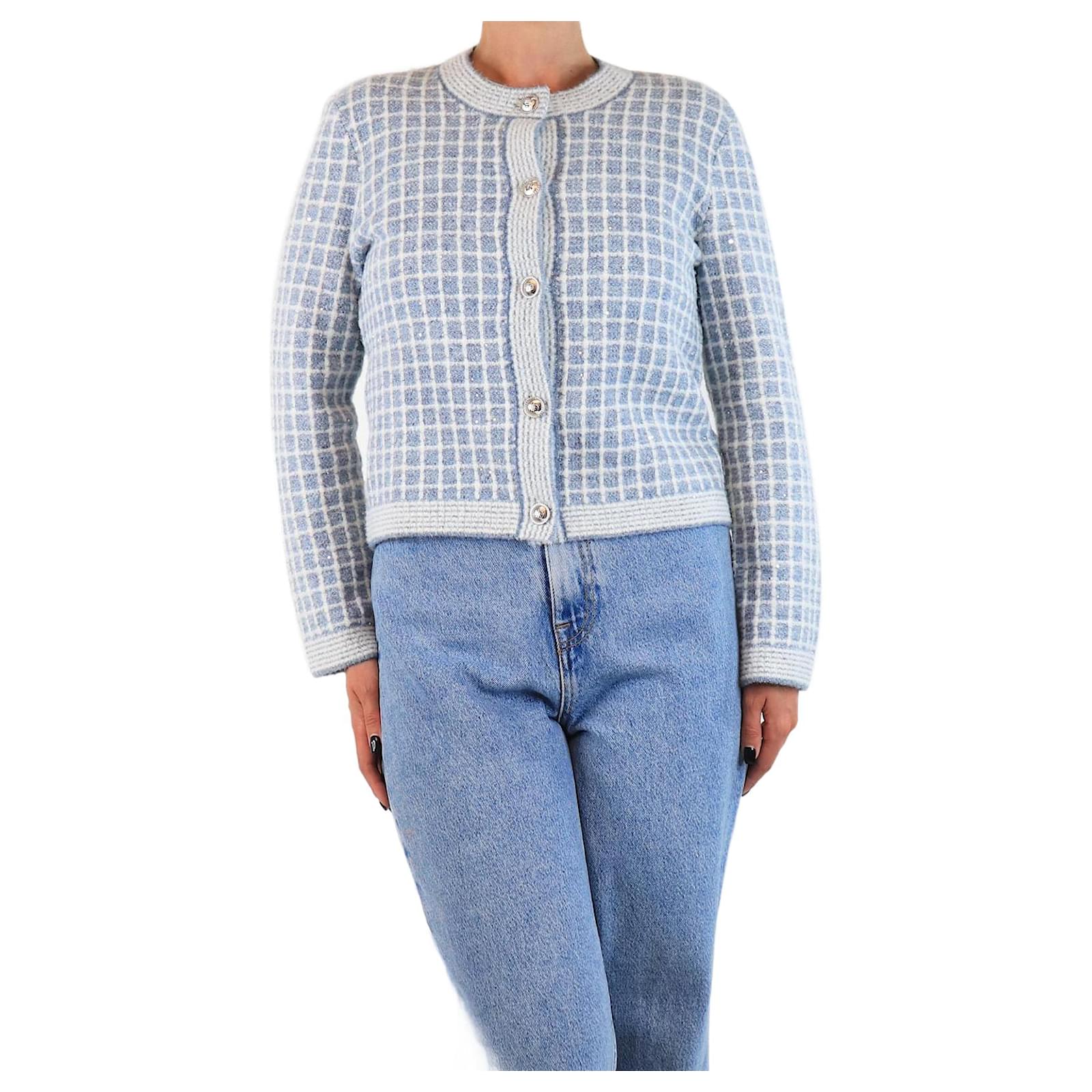 Maje Blue sparkly sequin cardigan size UK 12 Polyamide ref