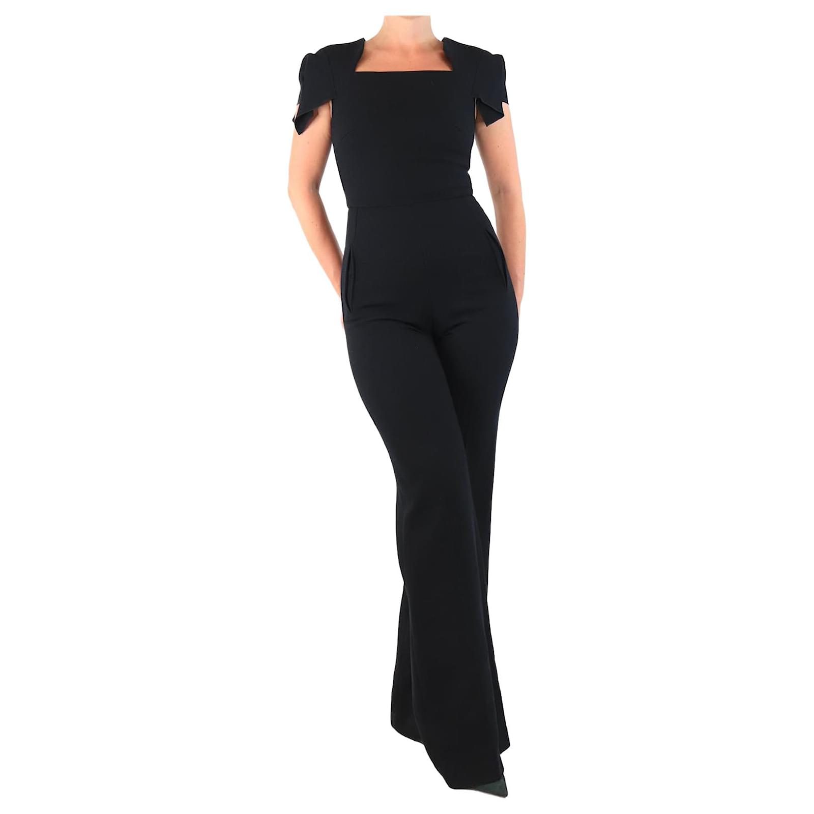 Roland Mouret Black crepe jumpsuit size UK Acetate