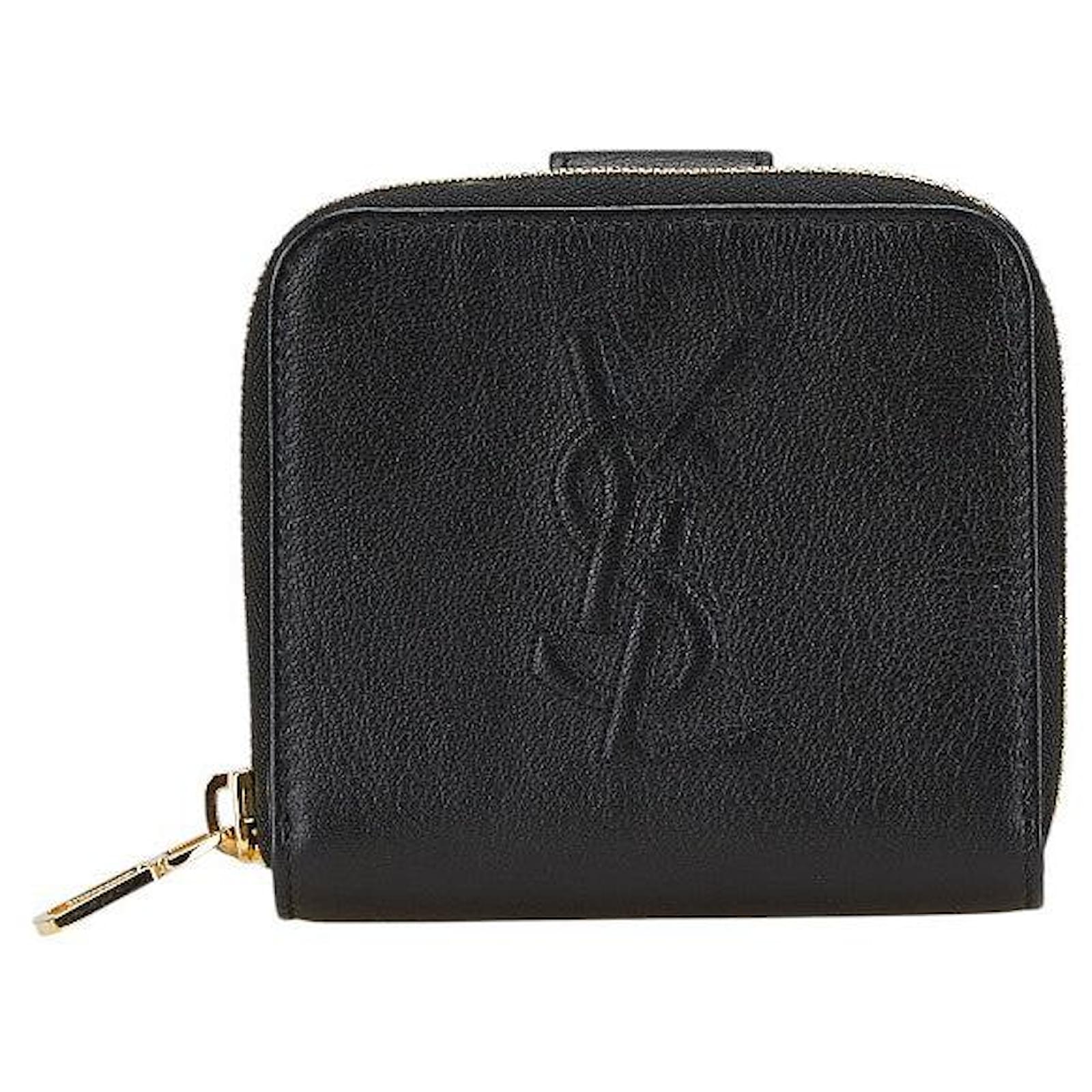 Yves Saint Laurent Billetera de cuero con logo de Saint Laurent