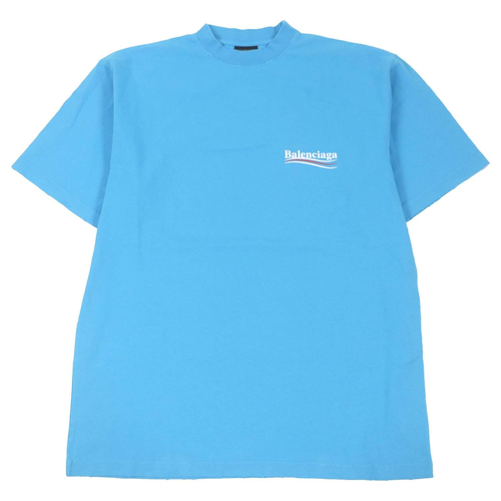 【関税&送料込】Balenciaga Blue Stretch Cotton T-Shirt Balenciaga/バレンシアガ｜ブルー ストレッチ コットン Tシャツ