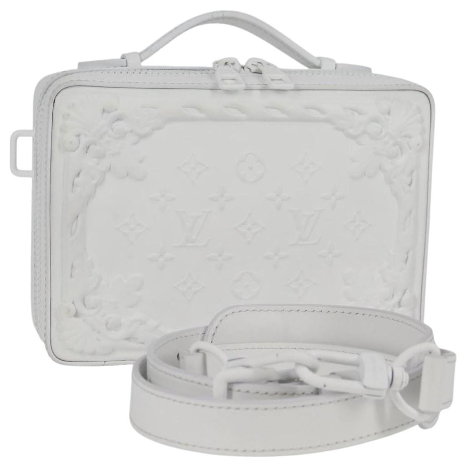 LOUIS VUITTON Monogram LV Ornament Soft Trunk Bag White M21833 LV