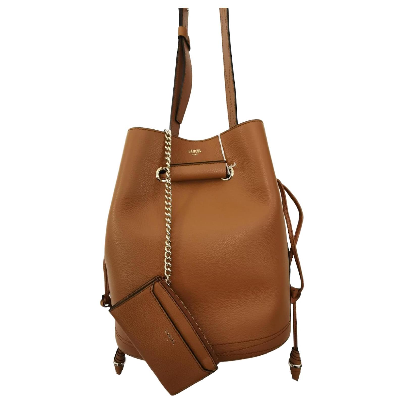 Le Huit Lancel Sacs à main Cuir Toile Métal Marron Doré Marron