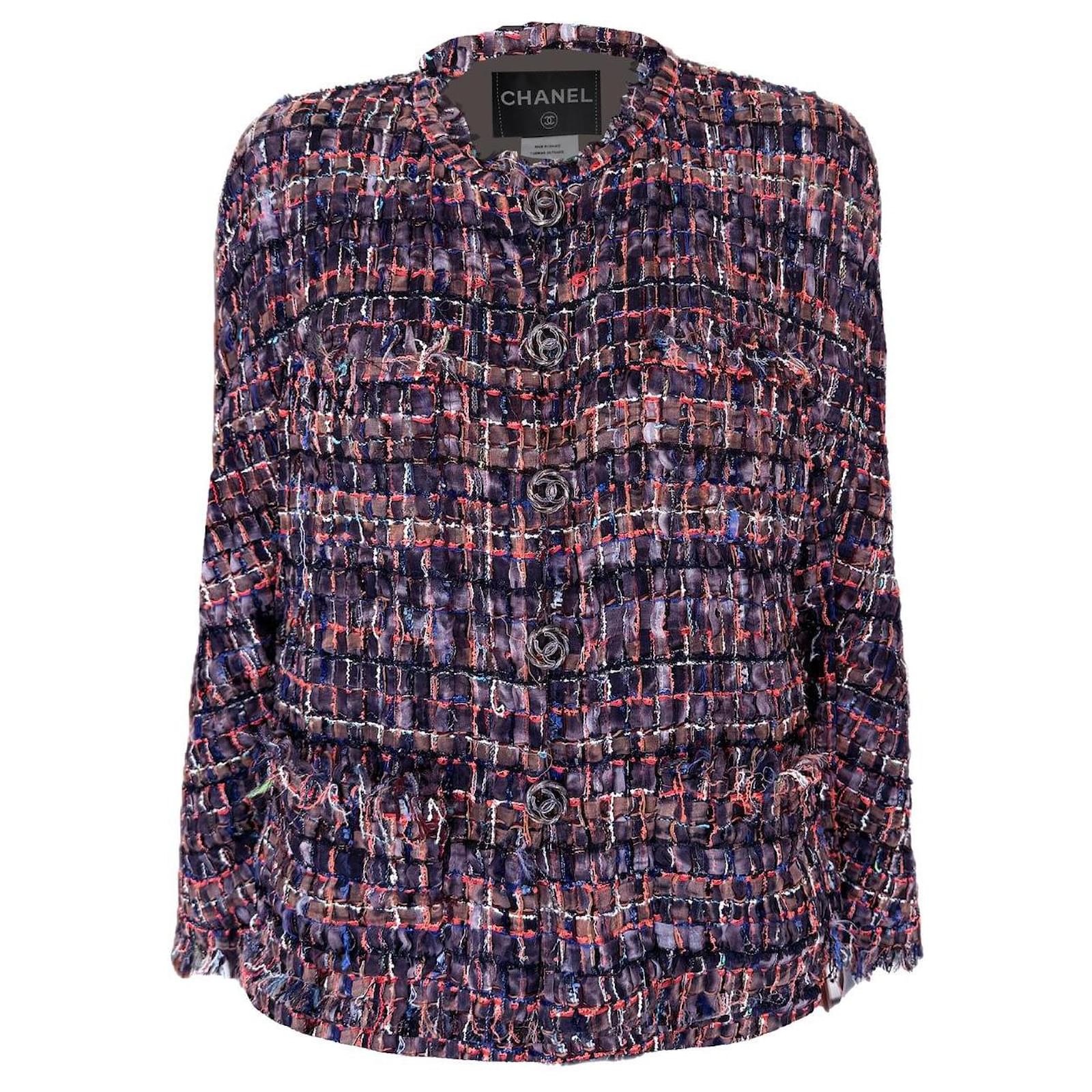 【NONCODE】Serion Ribbon Tweed Jacket Tweed Cardigan Jacket White,Gold | VERSACE US