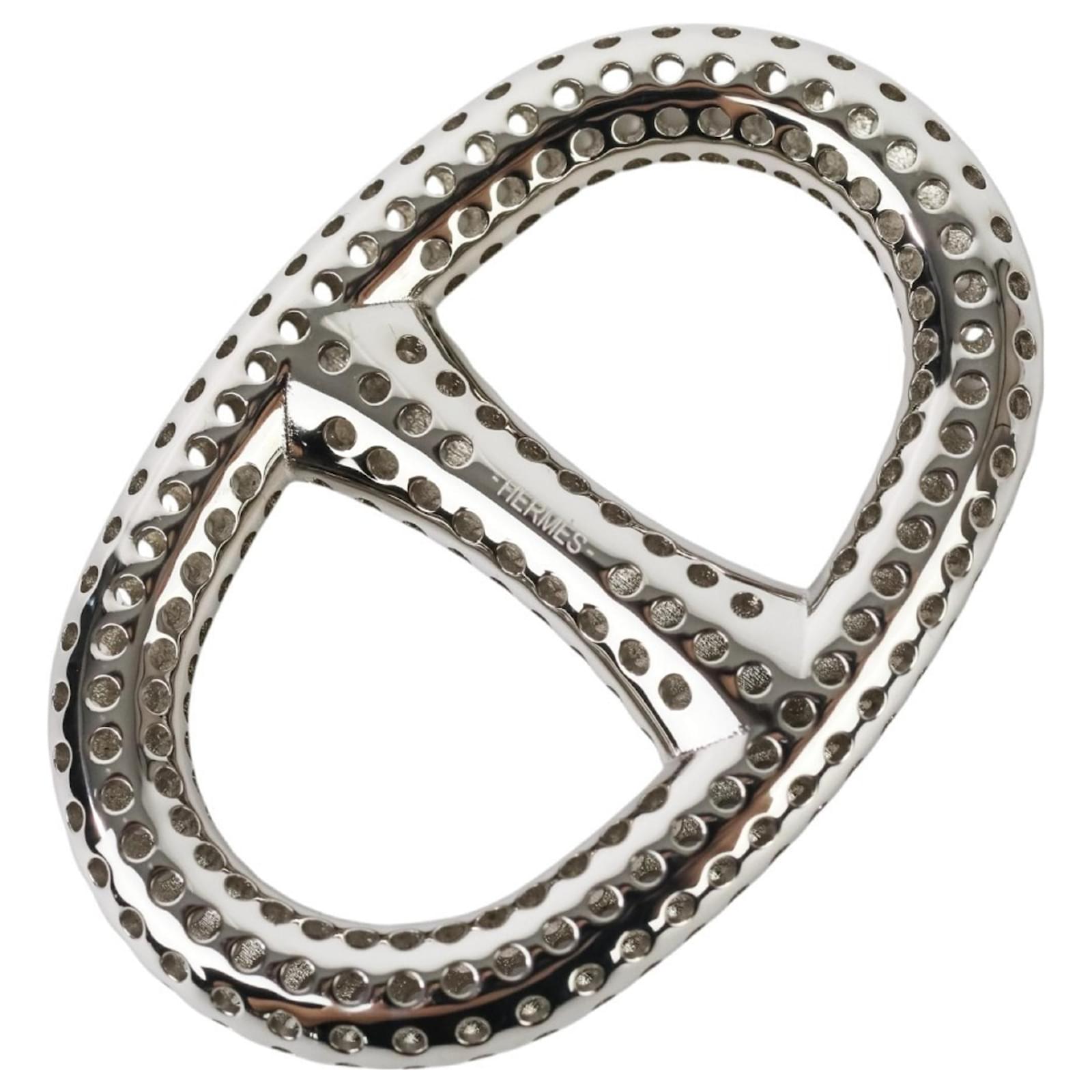 Hermès Hermes Chaine d'Ancre Perfore Scarf Ring Silvery Metal ref