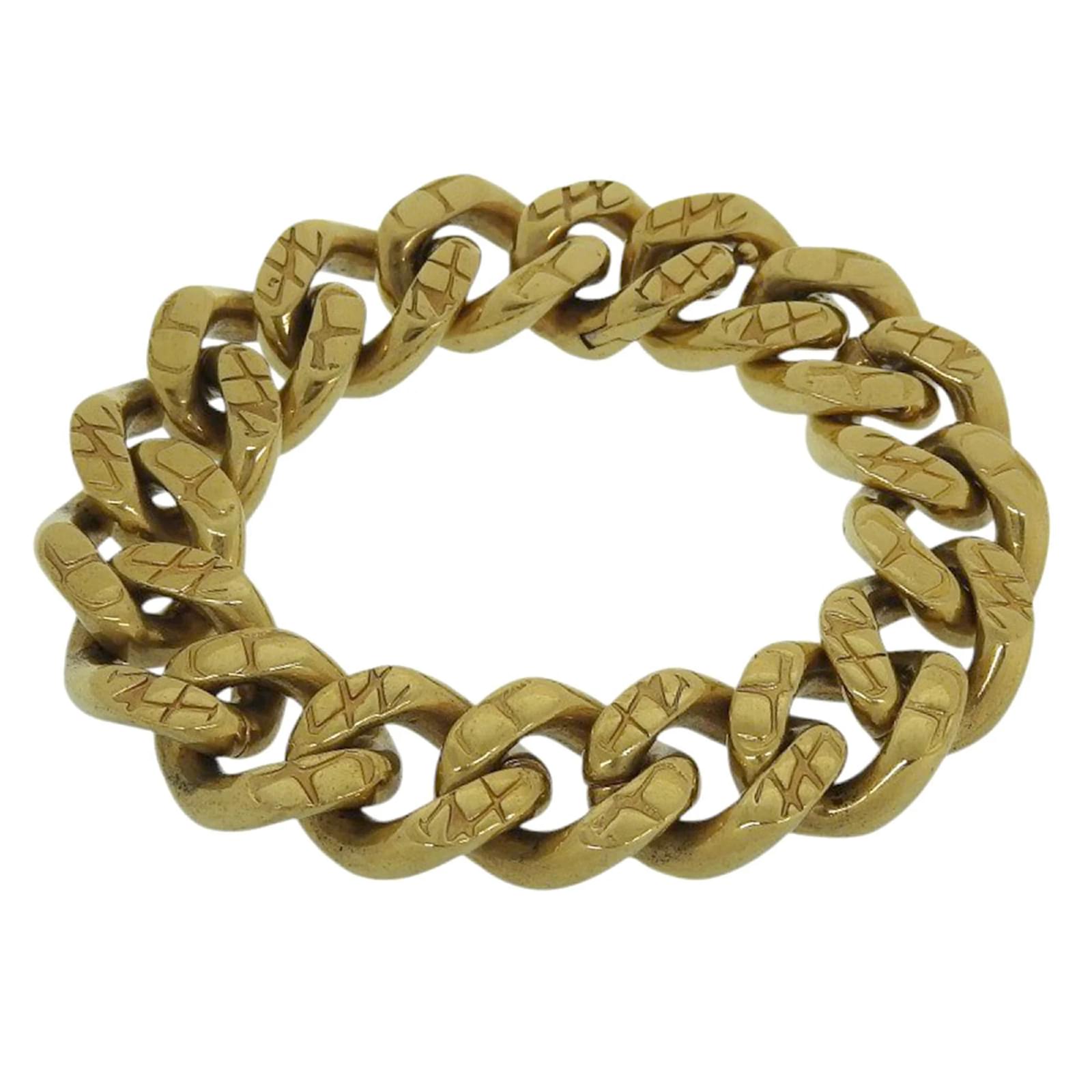 Vintage「CELINE」Gold color bracelet マカダム6 Céline Celine Gold Plated Charm Bracelet Golden Gold-plated