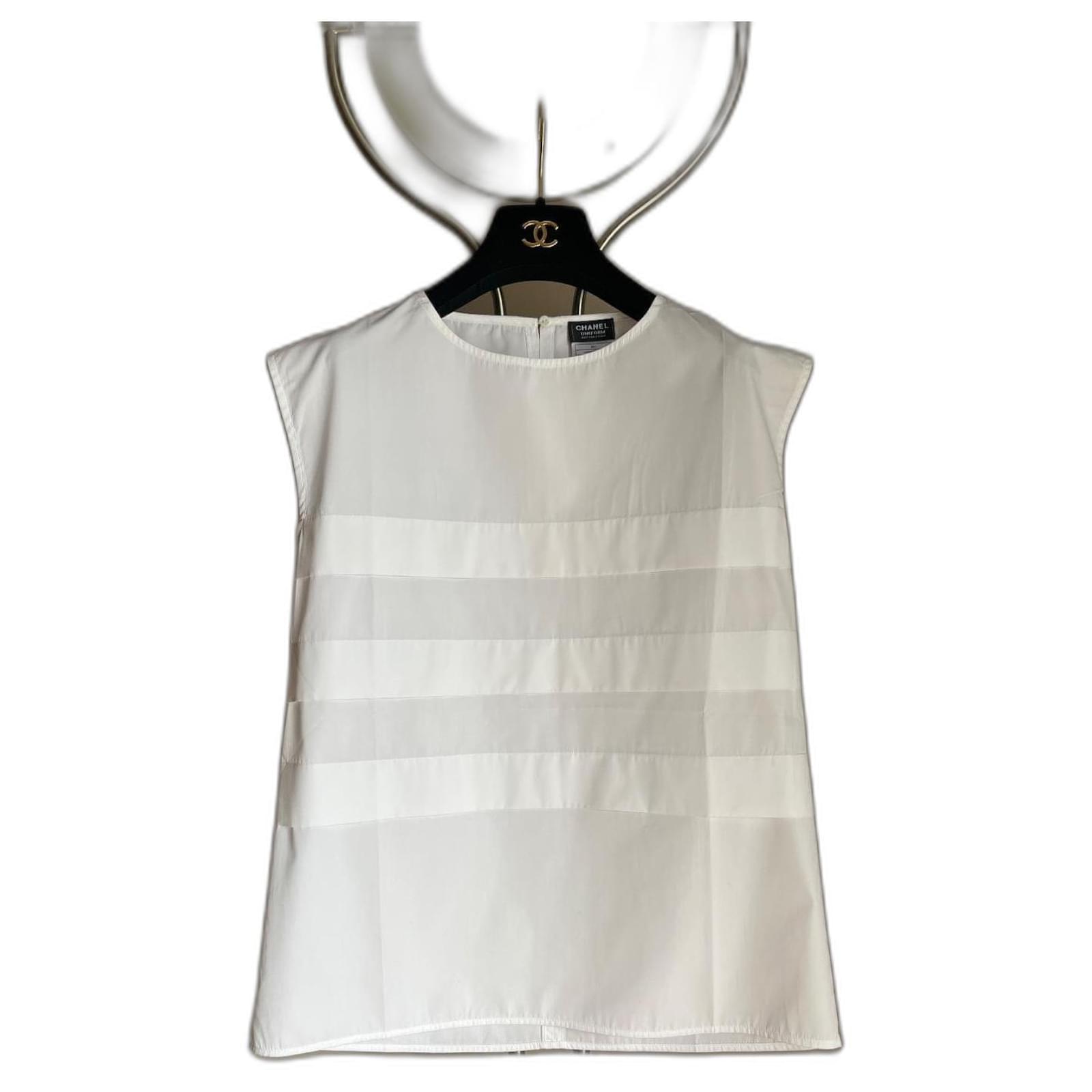 Camisa Chanel Blusa Chanel Blanca Blusa De Algodón Chanel