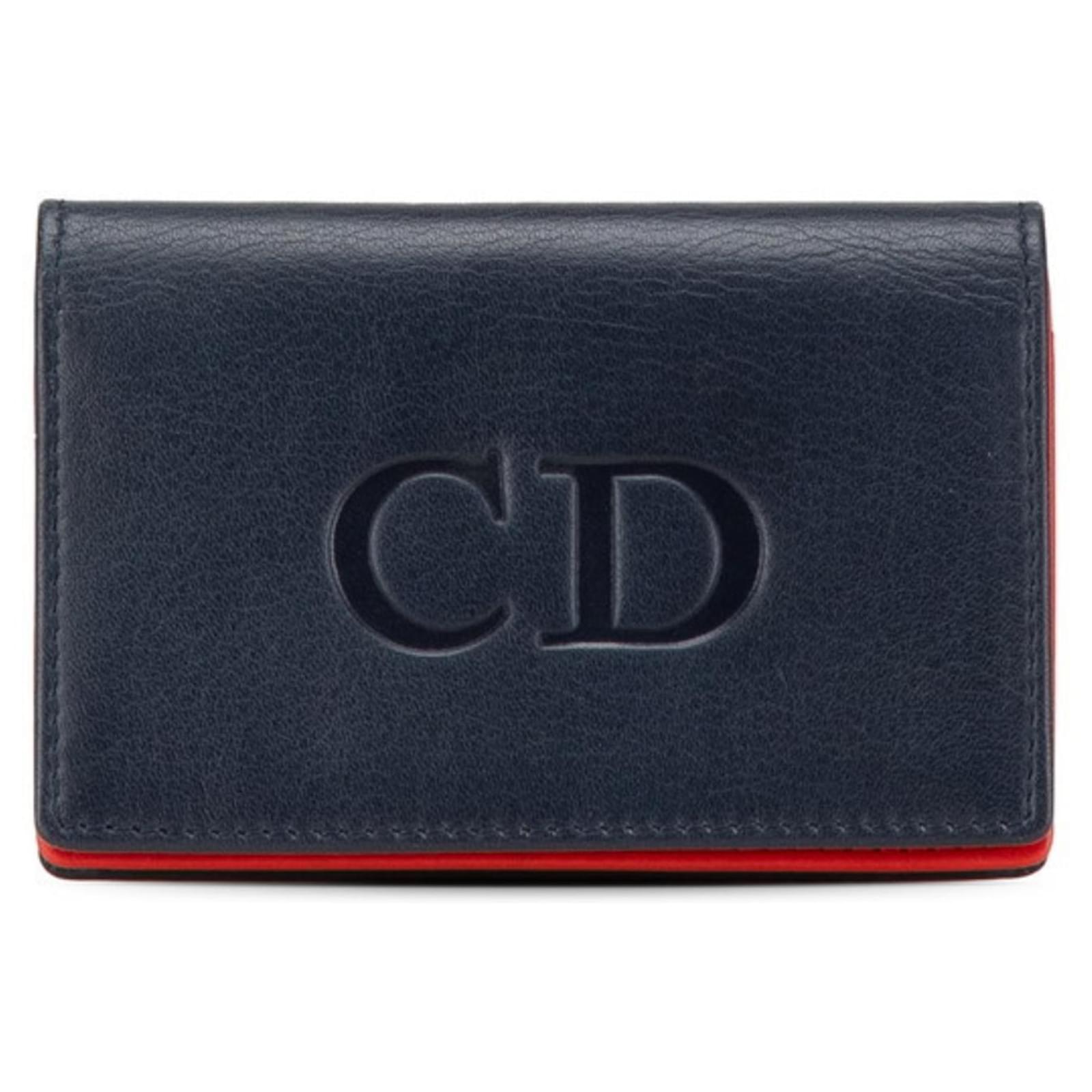 Christian Dior Navy and Red Leather Card Case Navy blue ref