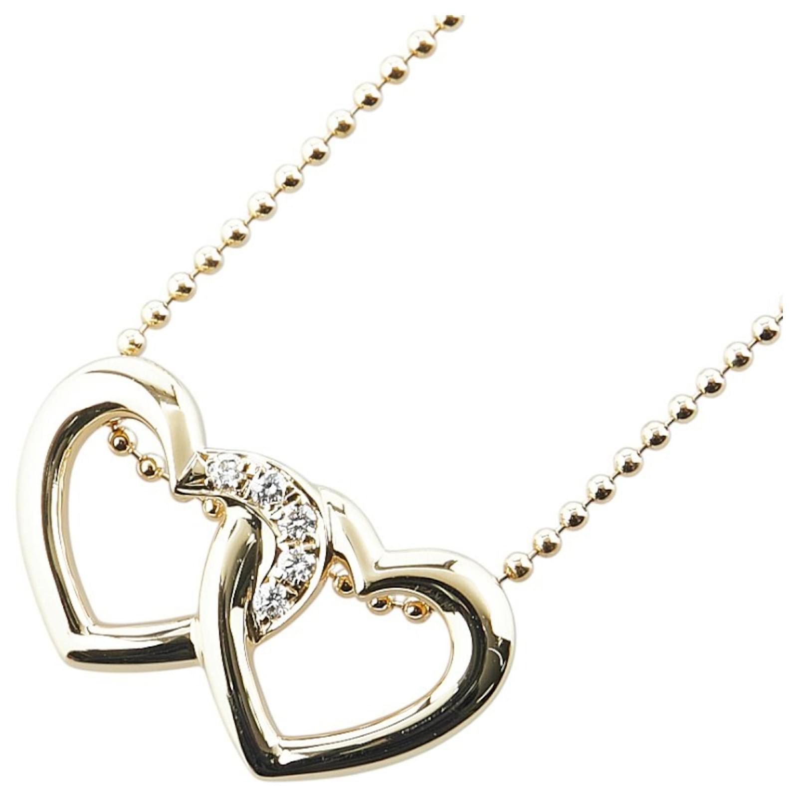 Collier pendentif motif cœur en diamant en or jaune K18YG