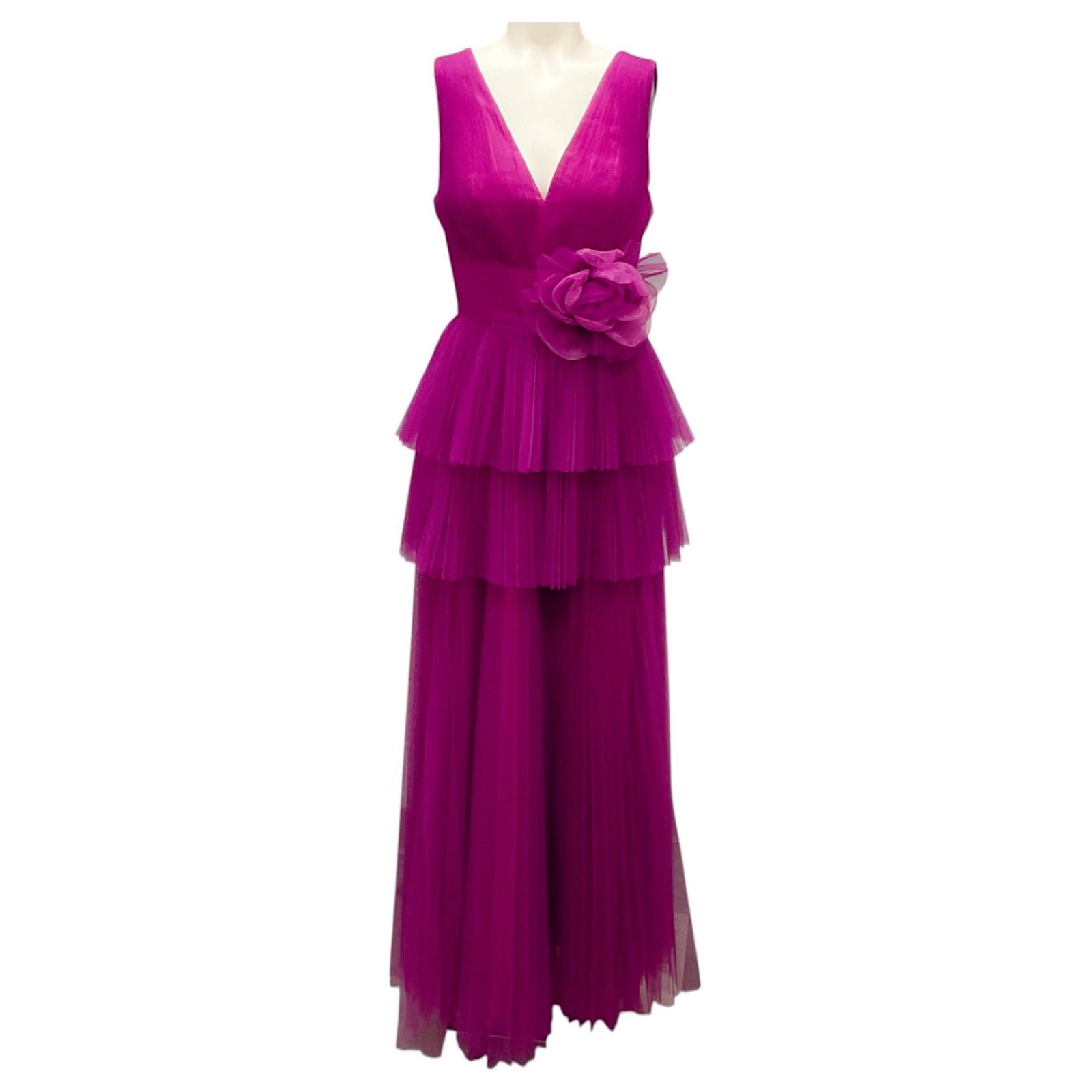 zac posen purple dress Wrapped in romance and royalty in this rich cabernet layered tulle gown #ZacPosenWorld