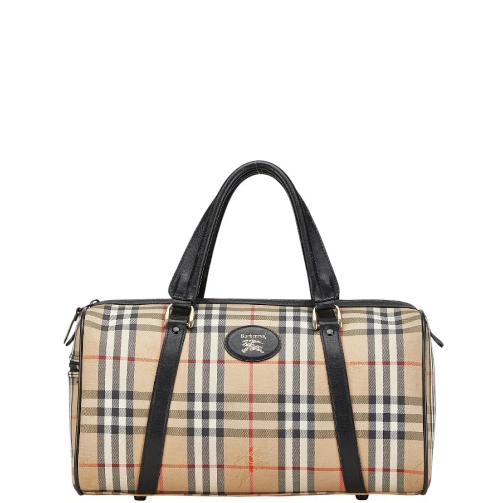 バッグ Vtg Burberrys Boston Bag Black Leather Vtg Burberrys Boston Bag Black Leather