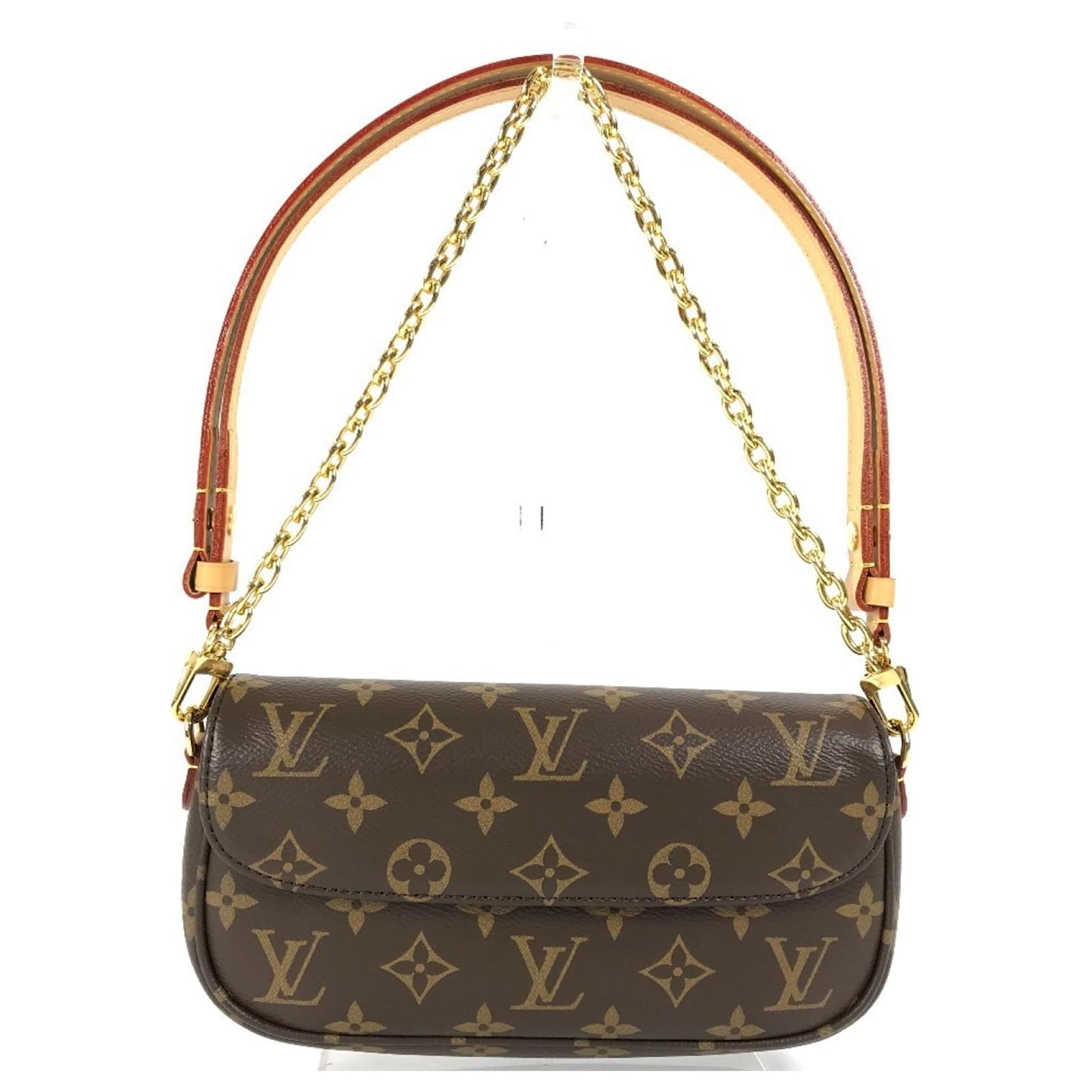 Louis Vuitton Monogram Wallet on Chain Ivy Clutch Bag Brown Patent
