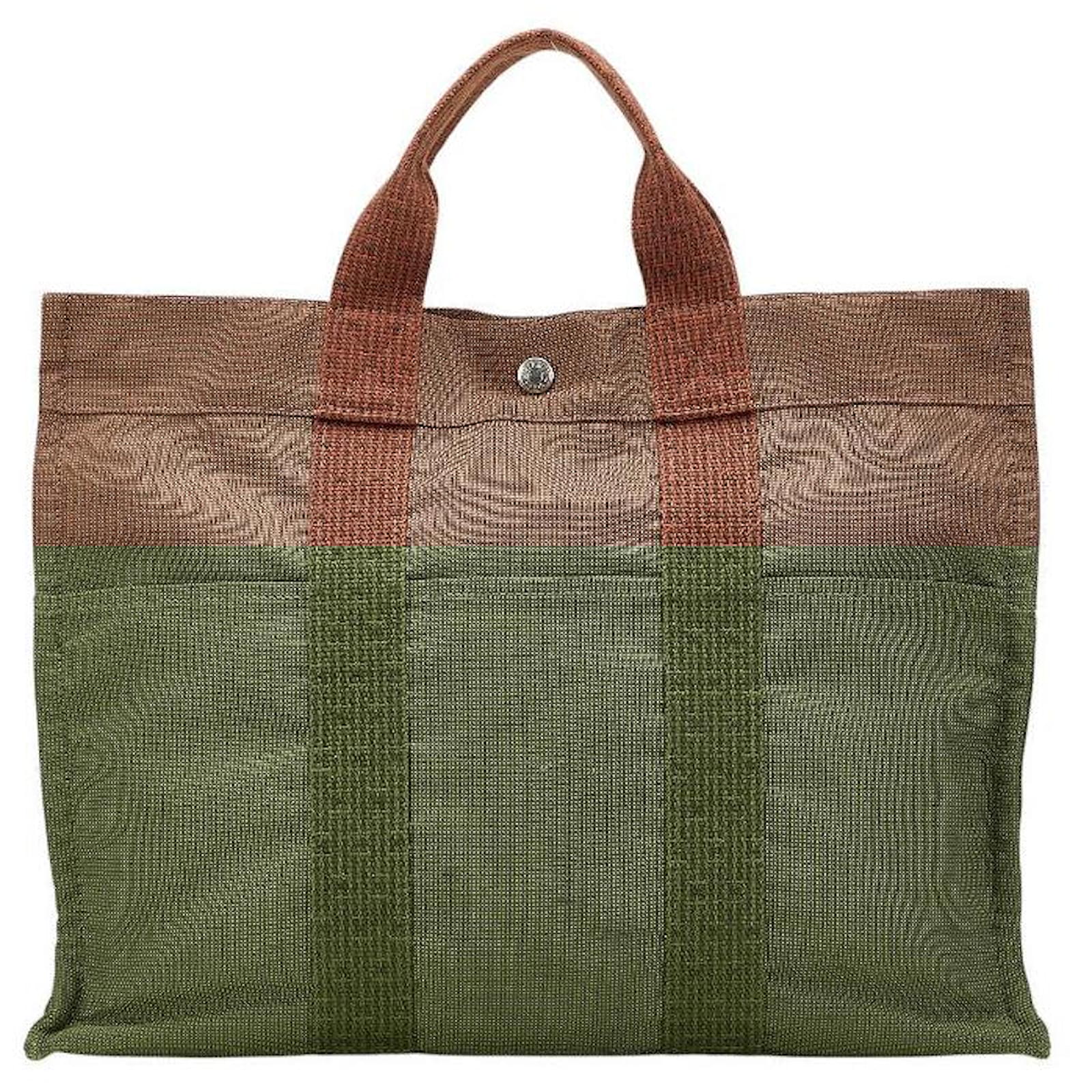 Hermès Hermes Herline Tote MM Canvas Tote Bag Brown Cloth ref