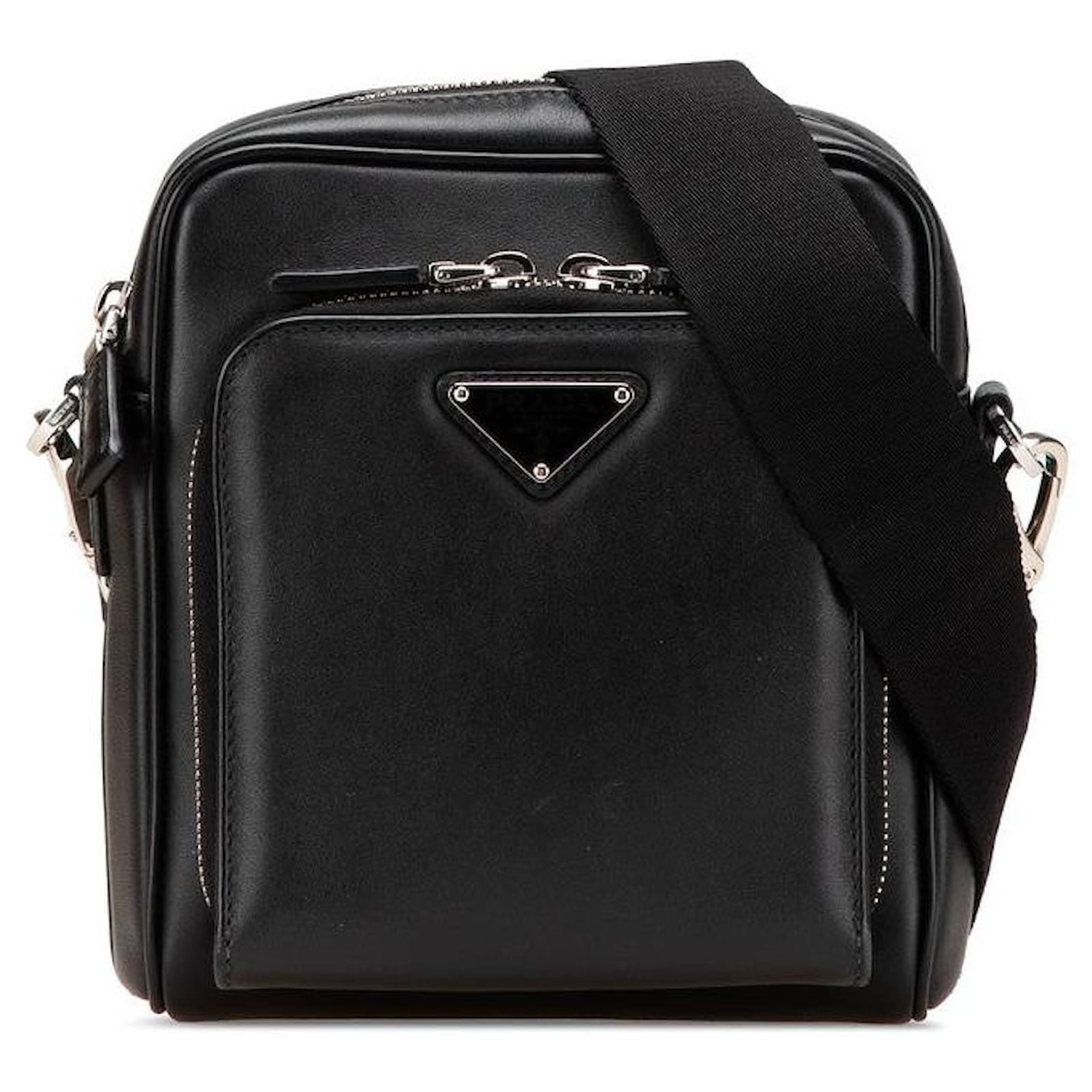 Prada Triangle Logo Leather Shoulder Bag Black ref.2335810 Prada Triangle Logo Leather Shoulder Bag Black ref.2335810