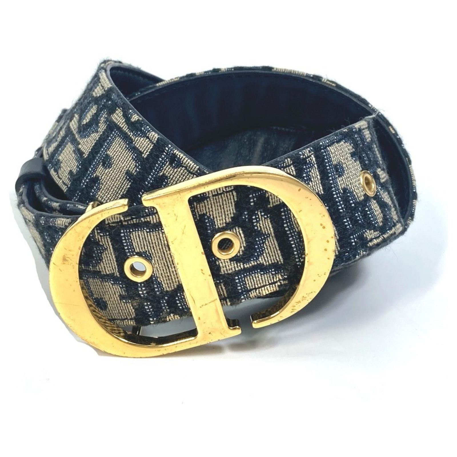 Christian Dior Dior Oblique Saddle CD Buckle Belt Navy blue  display picture 1
