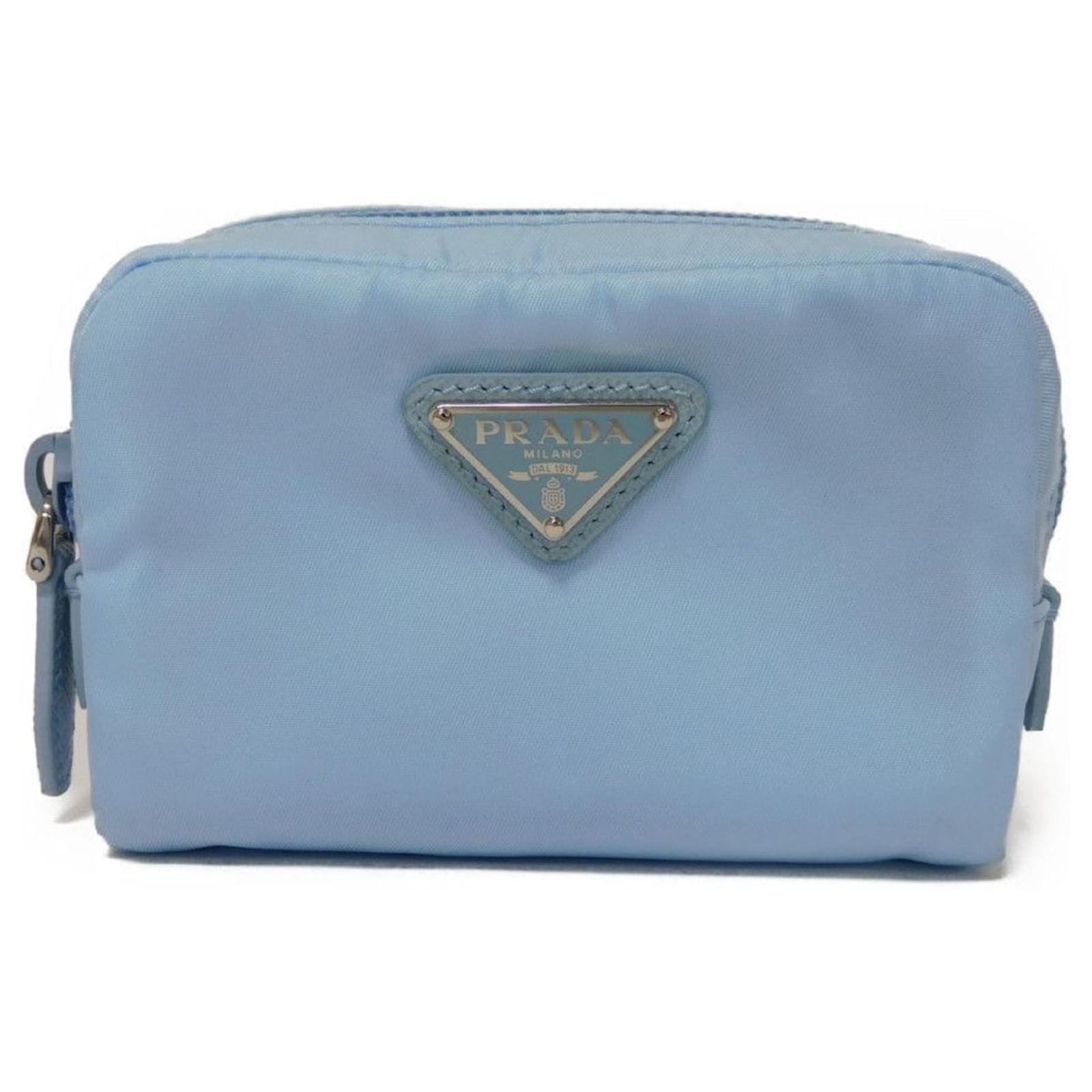 Prada Light Blue Micro Re-Nylon Clutch Tasche Hellblau Polyamid