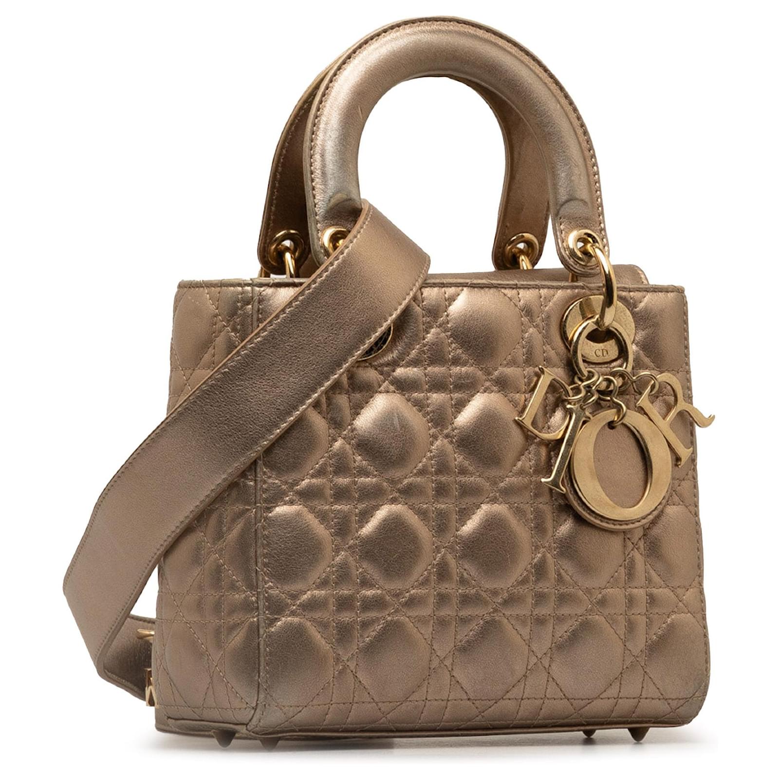 Dior Kleine Metallic Lammleder Cannage My Abcdior Lady Dior Braun
