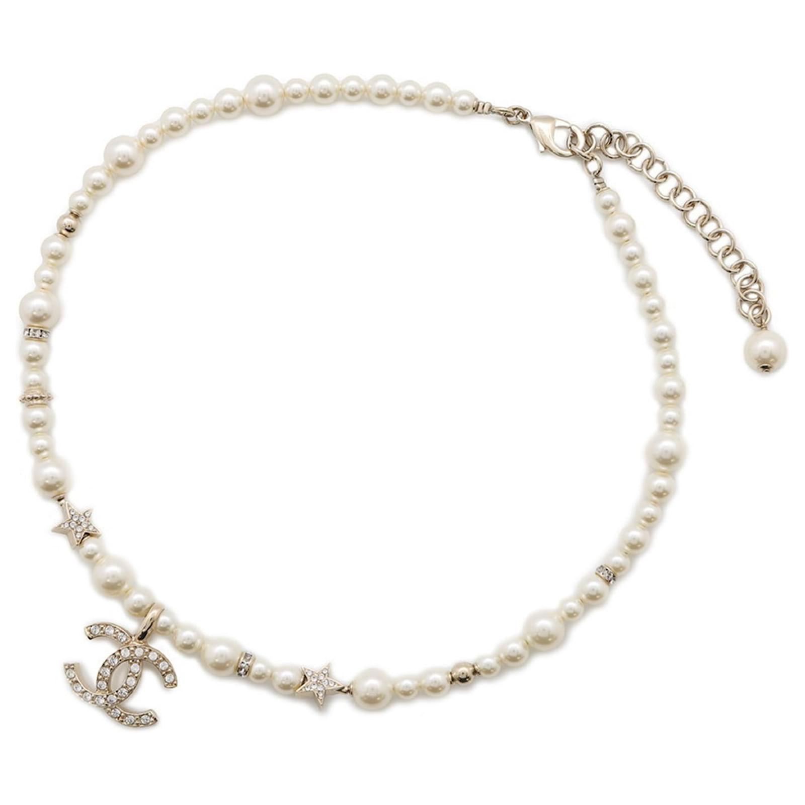 Chanel Coco Mark Rhinestone Necklace Golden ref.2342260