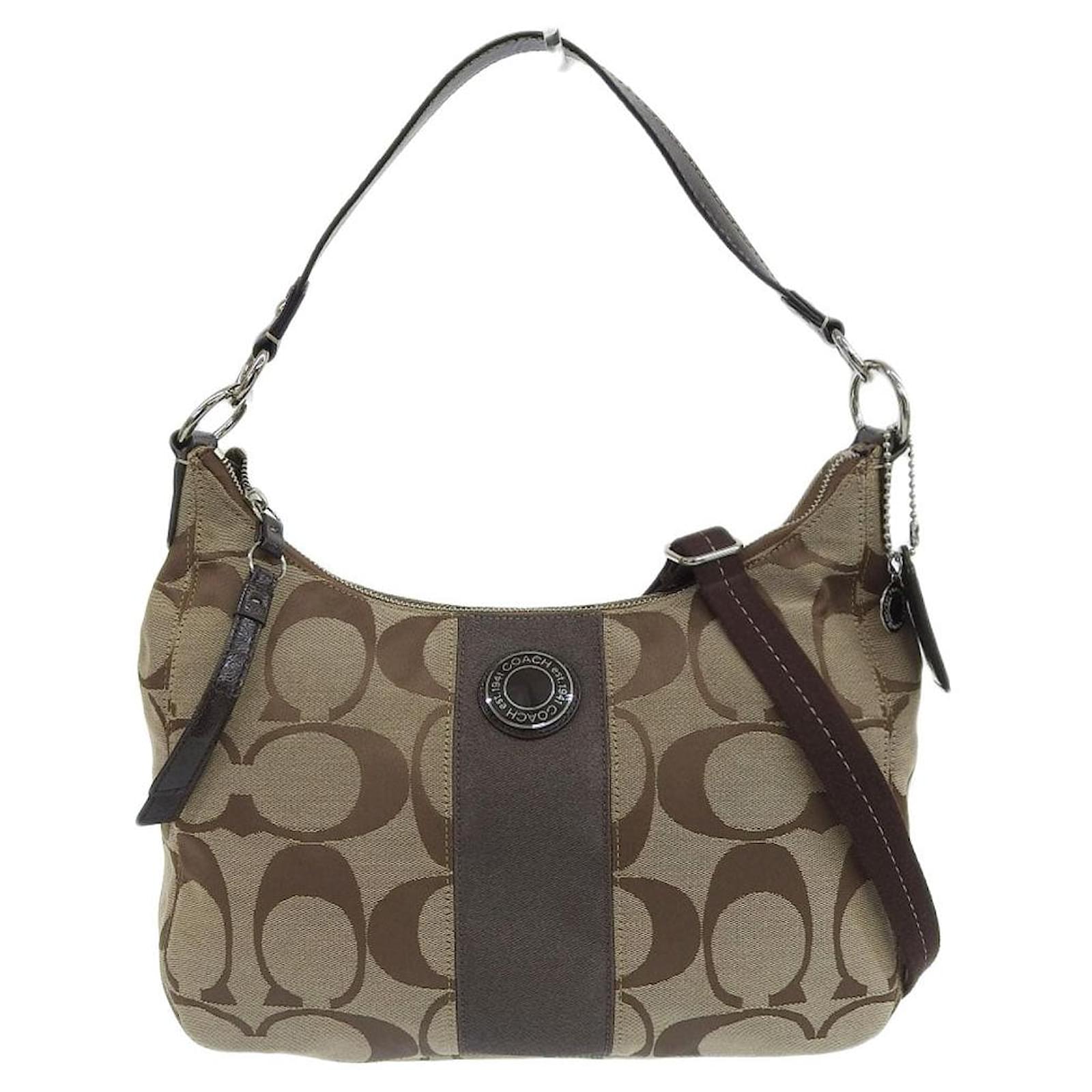 Coach Signature 2WAY Canvas Leather Bag F19281 Brown Cloth ref Coach Signature 2WAY Canvas Leather Bag F19281 Brown Cloth ref
