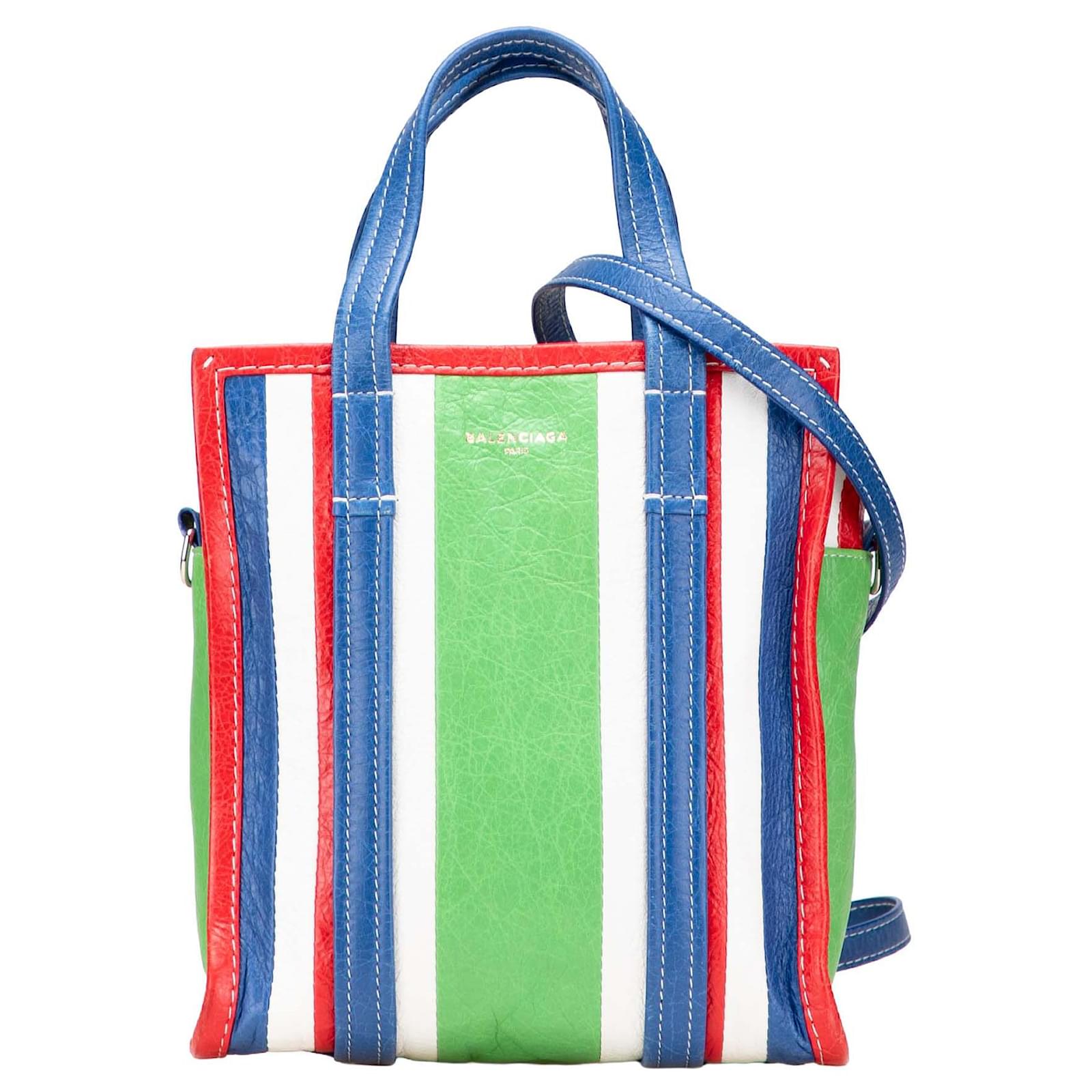 Balenciaga Green XS Lambskin Bazar Shopper Tote Leather ref