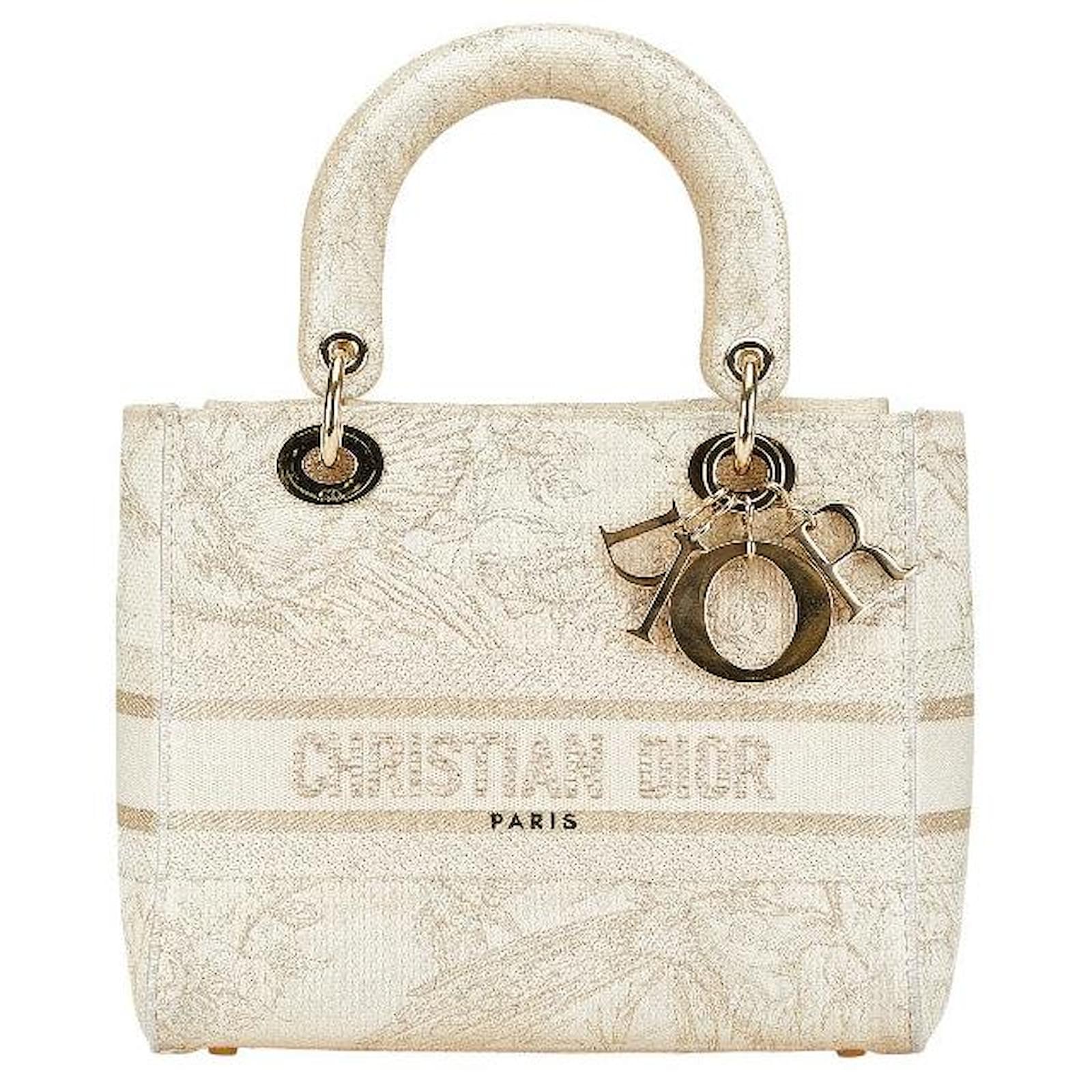 バッグ 753 Christian Dior canvas handbag CHRISTIAN DIOR Canvas Butterfly Bandana Embroidered Medium