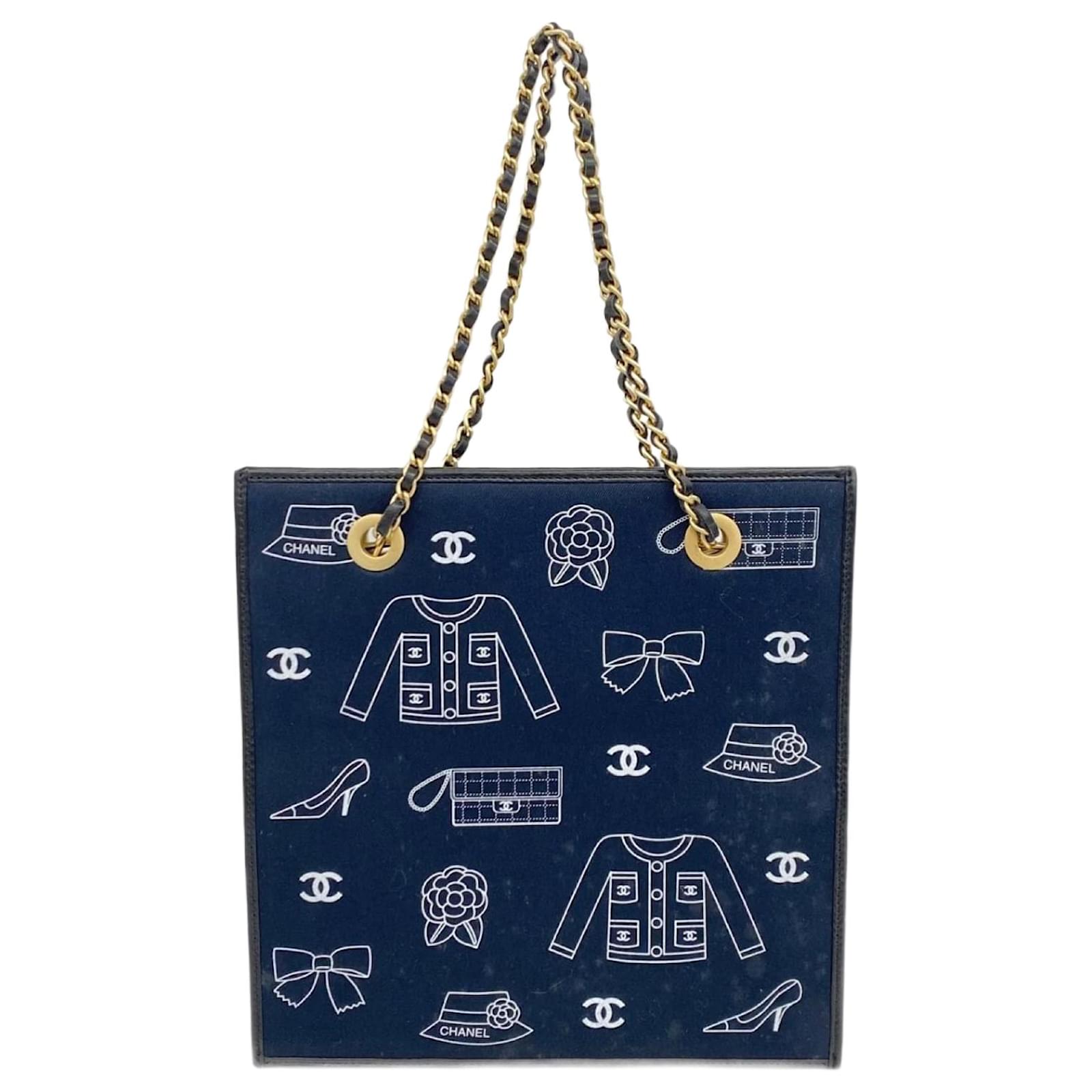 Bolso de mano Chanel Icon en lona negra Negro Lienzo