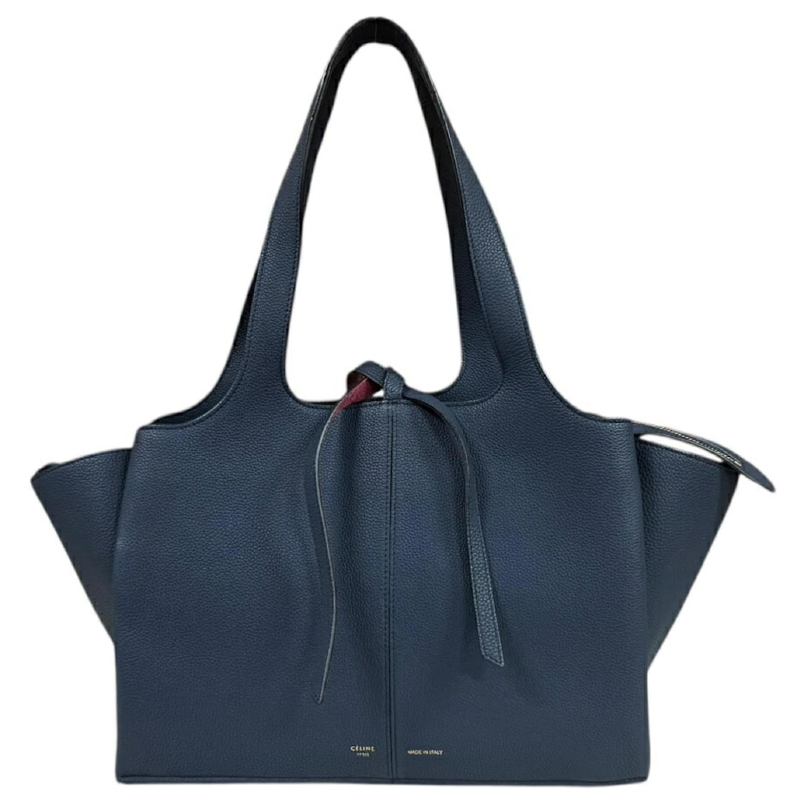 Leather Handbag Celine Navy Bag Céline Celine Navy Leather Trifold