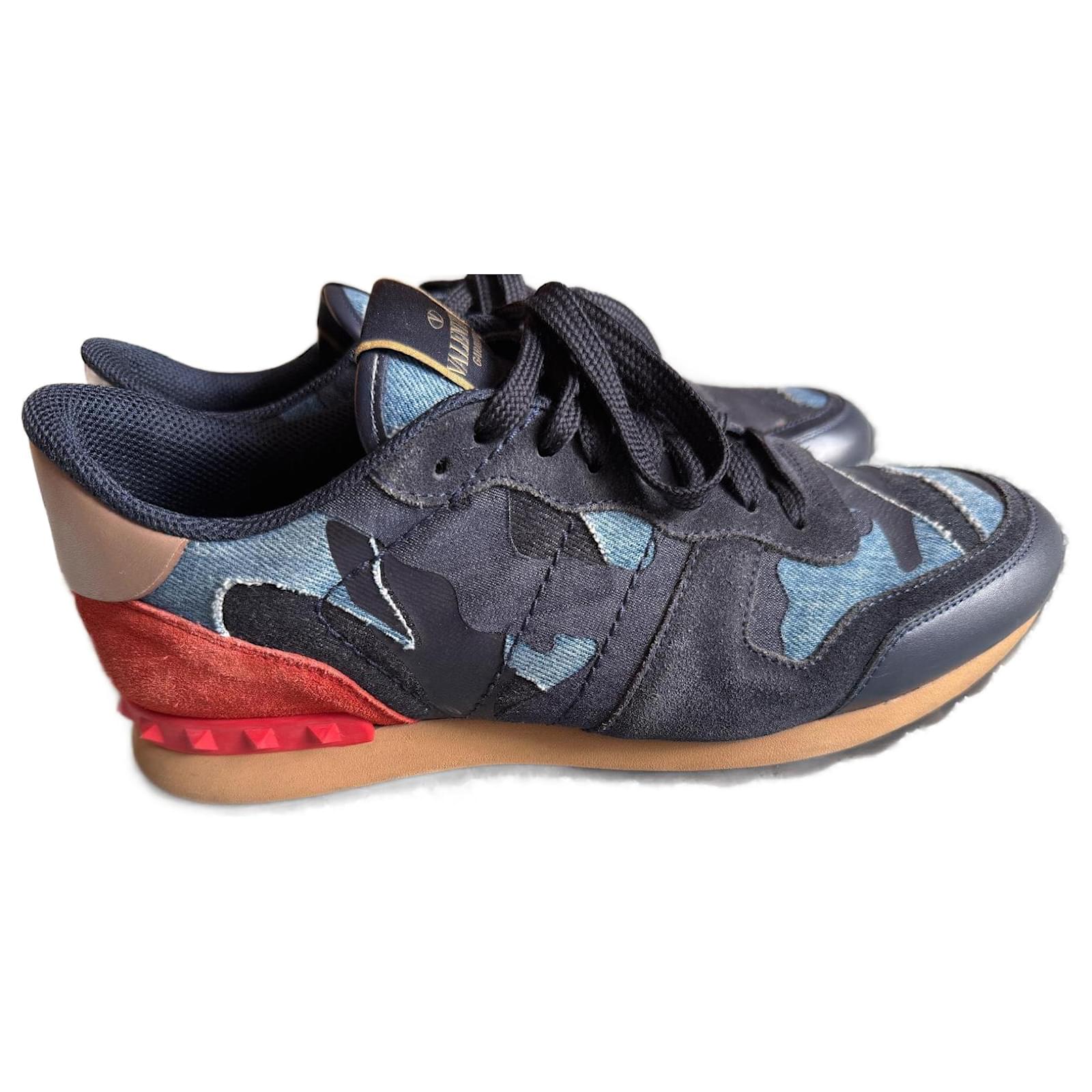 Red Valentino Trainers Camo Blue Valentino Garavani Men`s