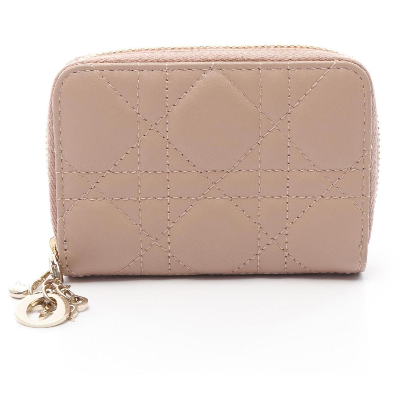 Christian Dior Dior LADY DIOR VOYAGEUR Leder-Münzbeutel Pink ref