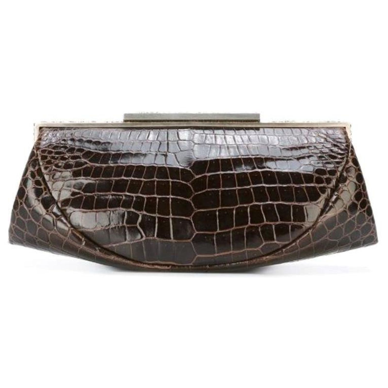 Giorgio Armani Brown Crocodile Leather Clutch ref.2349535 - Joli 