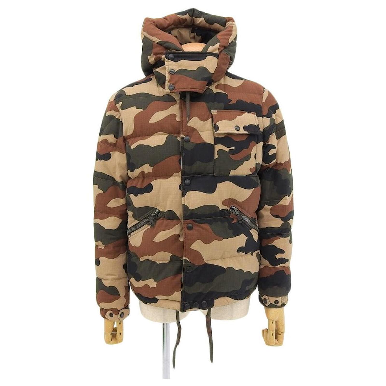 Moncler Camouflage Daunenjacke Braun Grün L Beige Baumwolle ref